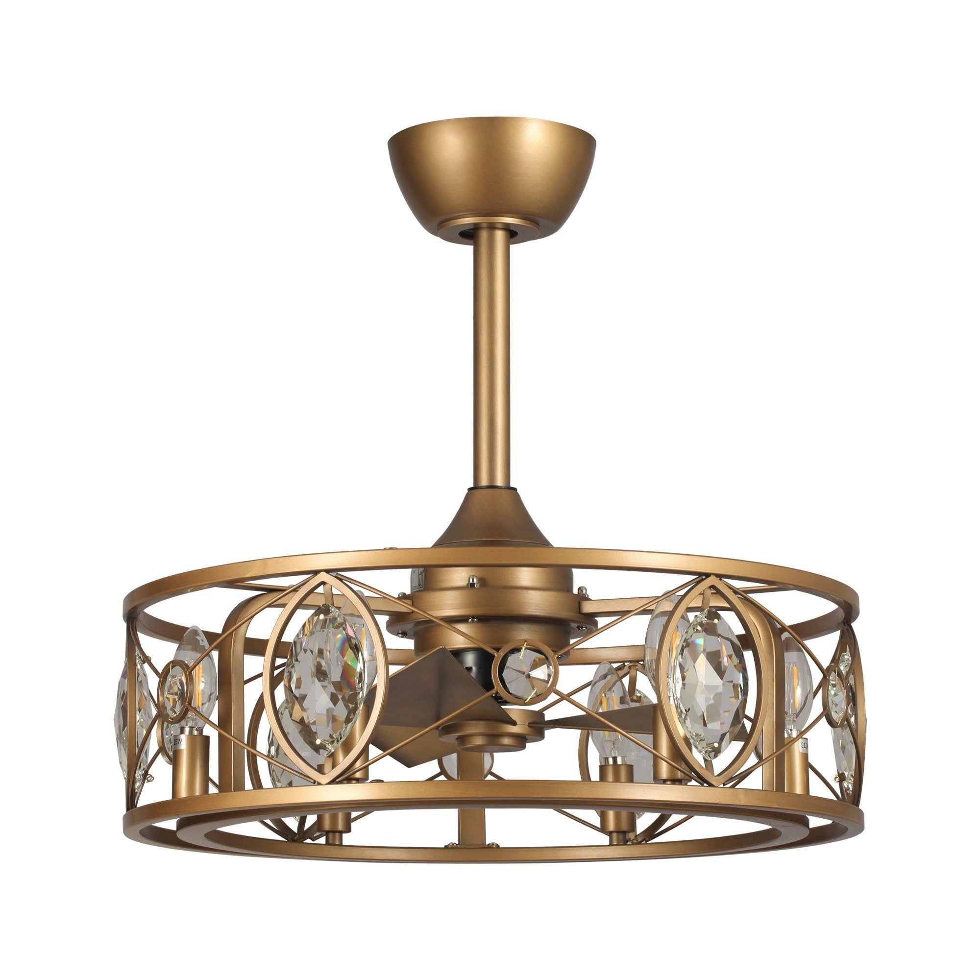 22 Modern Crystal Caged Ceiling Fan Chandelier with Remote