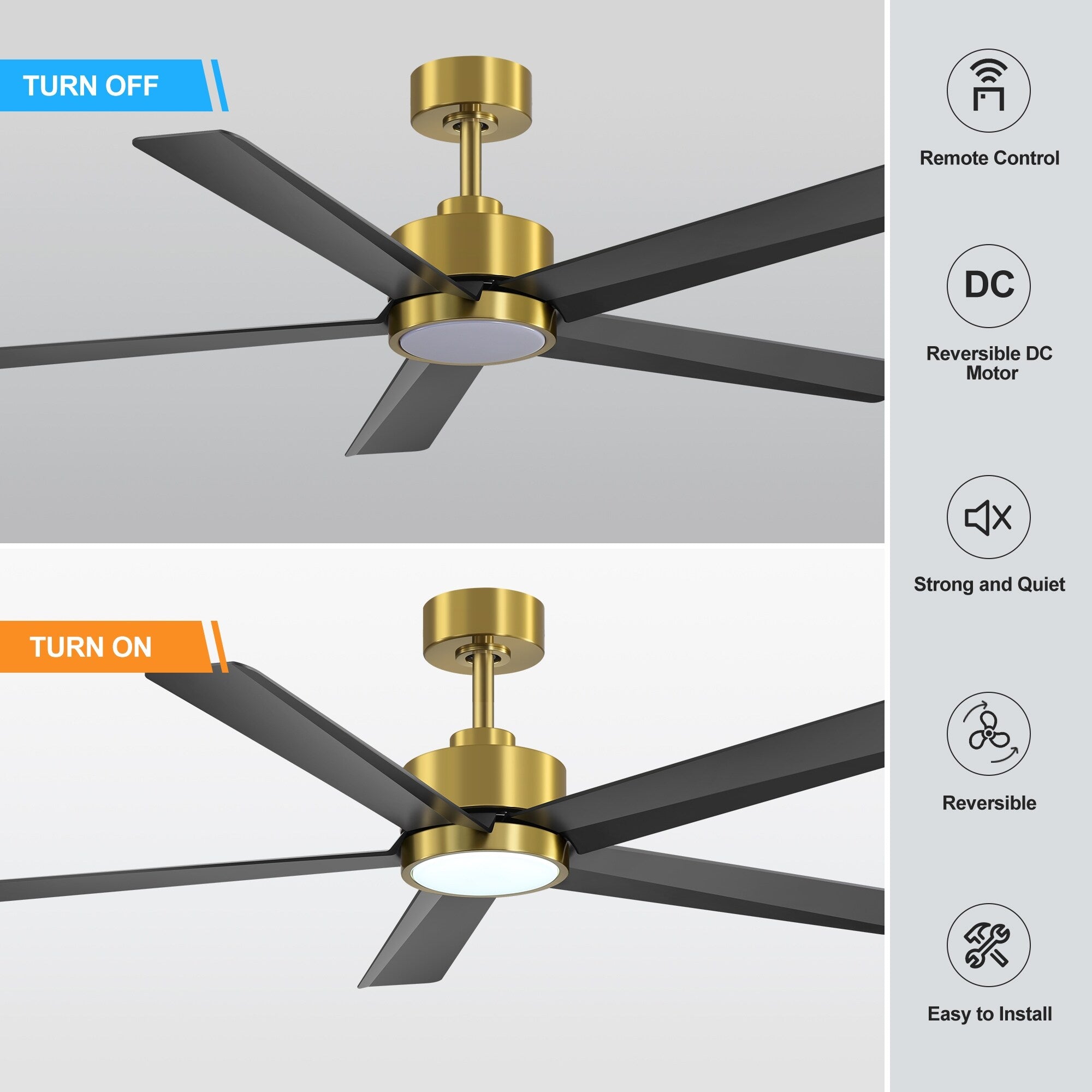Breezary 65/52/42 5-Blade LED Ceiling Fan with Light Kit and Remote