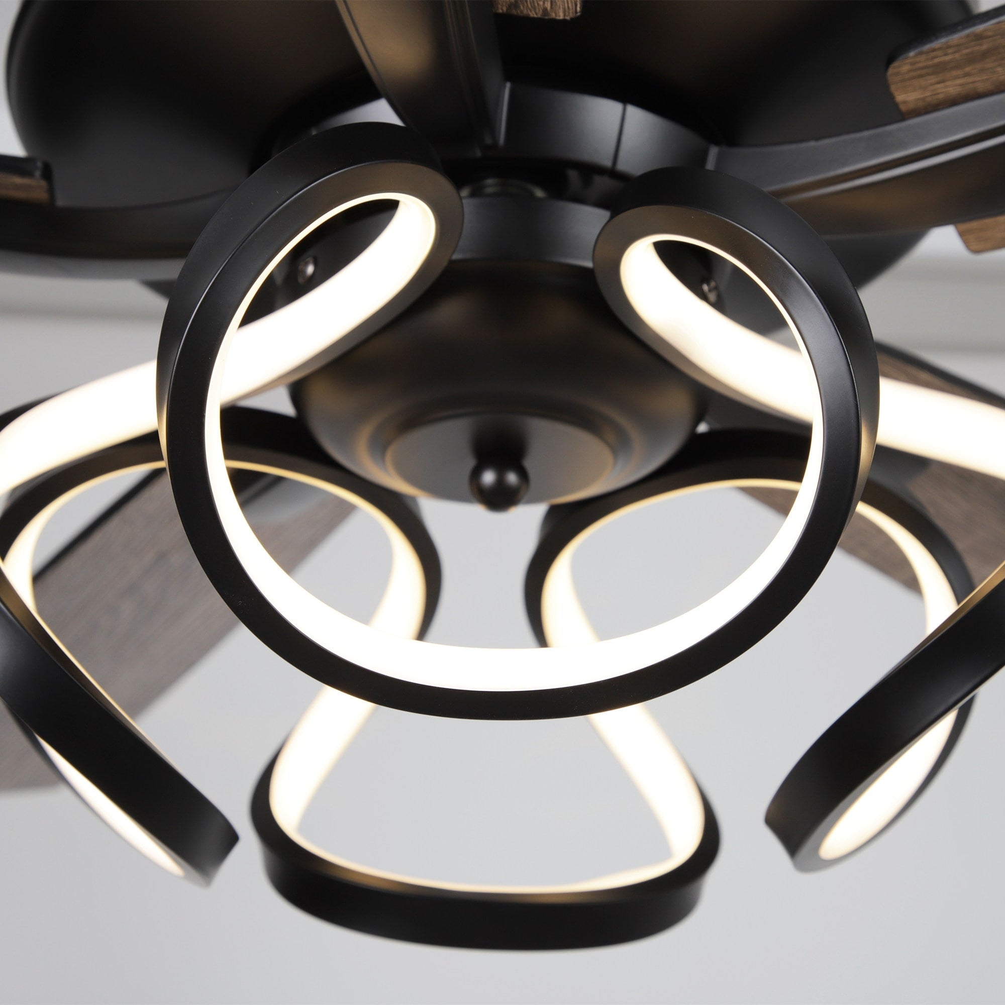 52 Modern Chrome/ Black Indoor Dimmable LED Ceiling Fan with Light and Remote