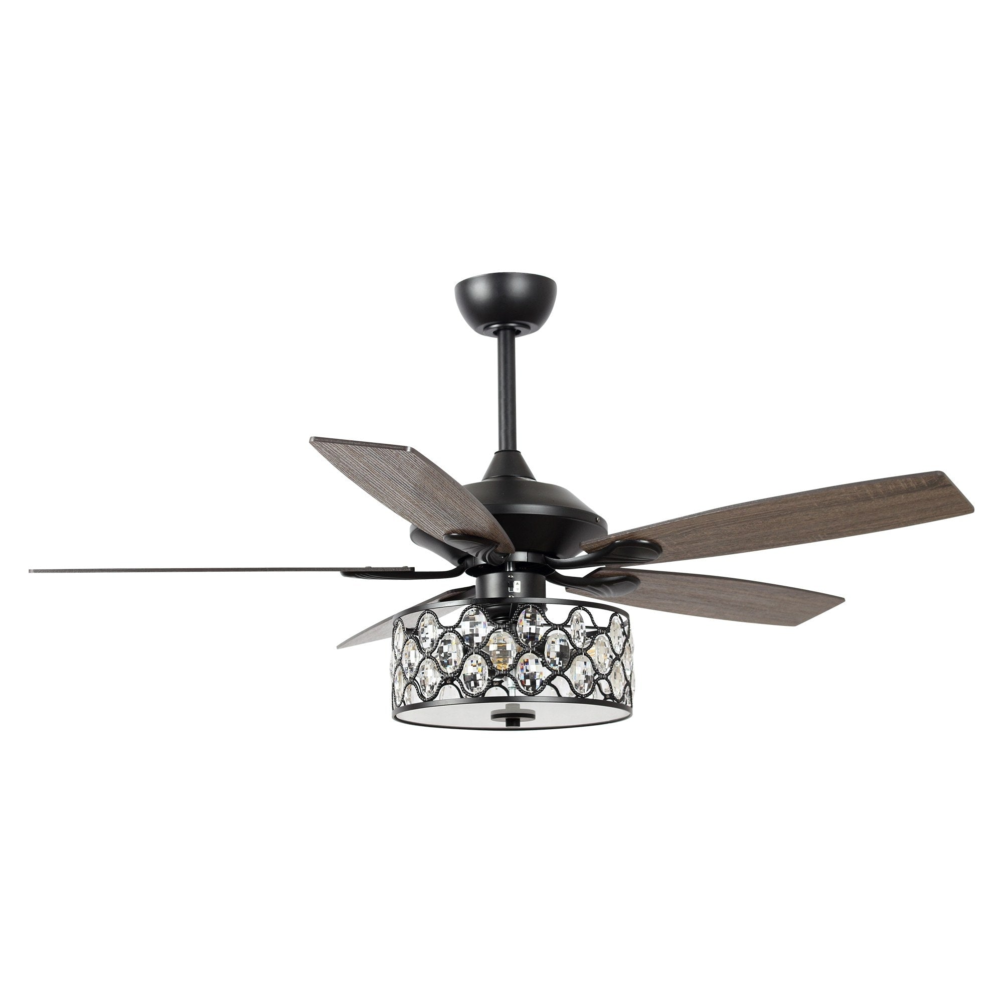 52 Modern 4-Light Chandelier Crystal Ceiling Fan with Remote