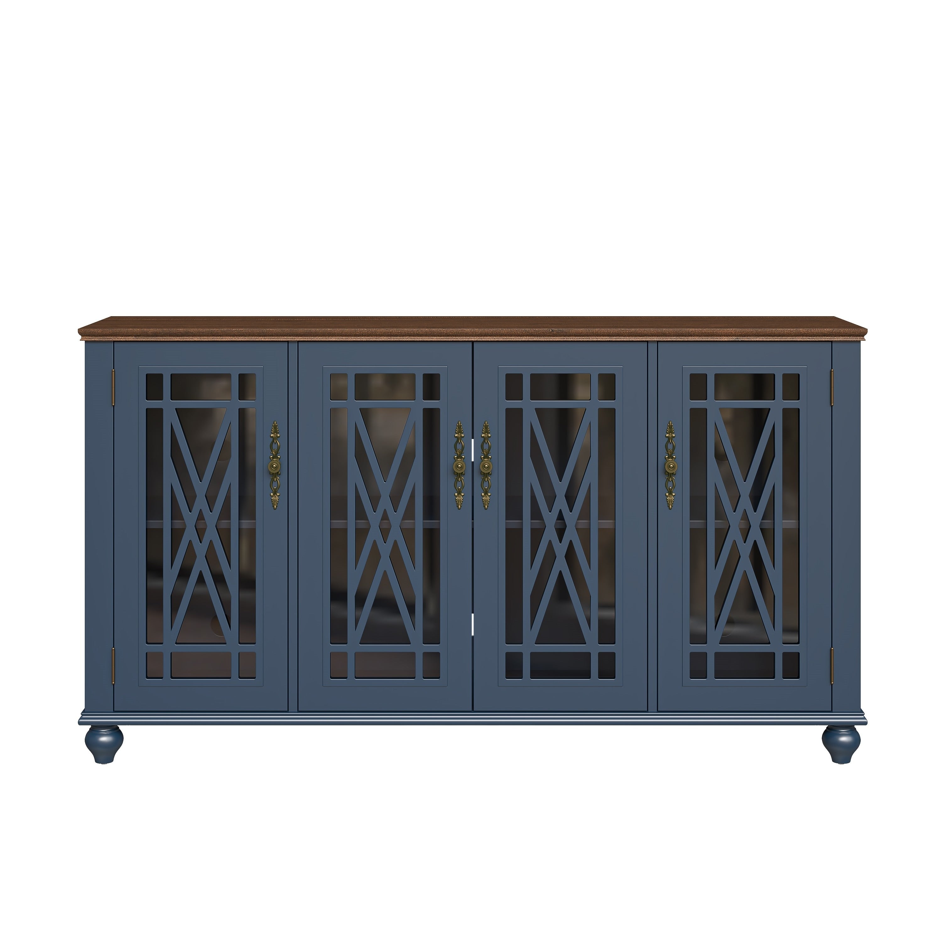 63 Vintage Style Wood Kitchen Accent Buffet Sideboard Cabinet - 63 in Width