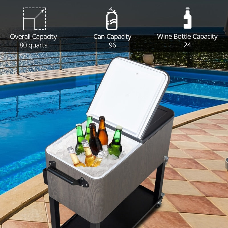 Glacière à boissons roulante pour patio 80 QT - 80 QT