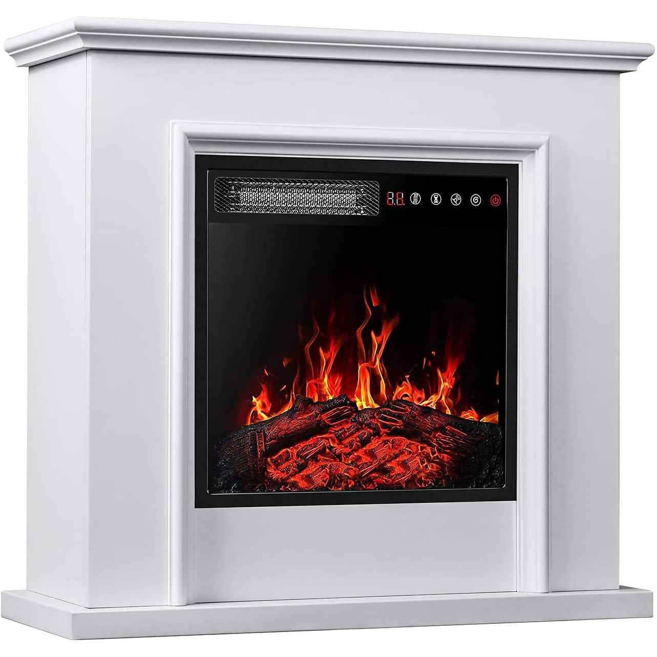 Cheminée électrique Bossin 43 avec manteau, insert de cheminée électrique de 23 pouces, meuble TV autonome avec foyer en bois