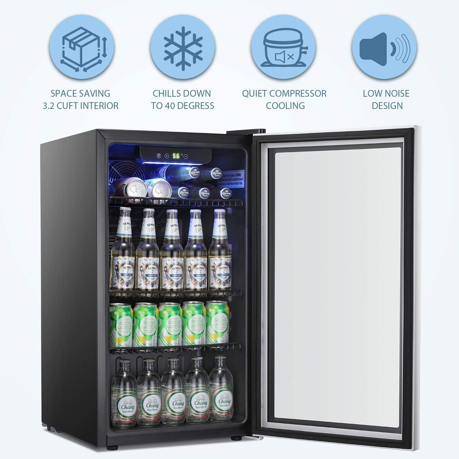 Réfrigérateur à boissons - Mini réfrigérateur 120 canettes avec porte vitrée