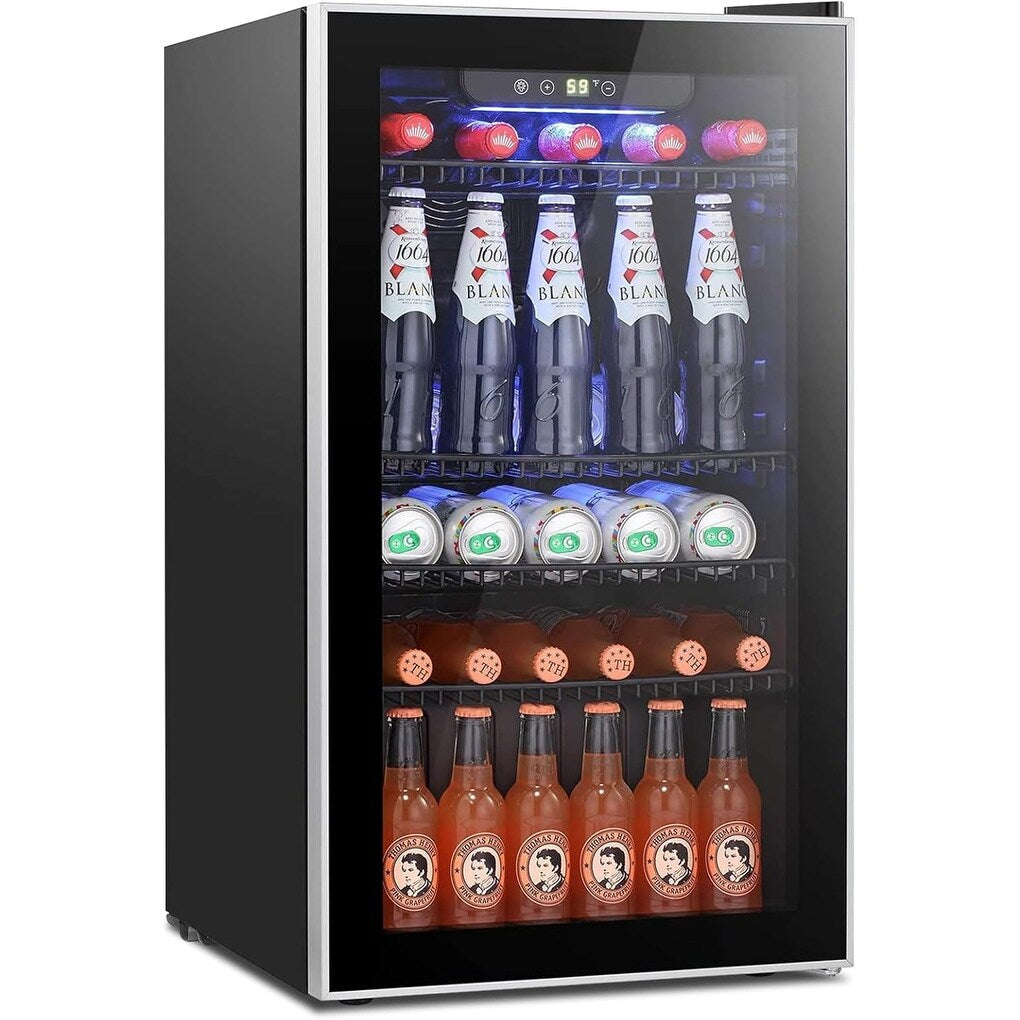 Réfrigérateur à boissons - Mini réfrigérateur 120 canettes avec porte vitrée