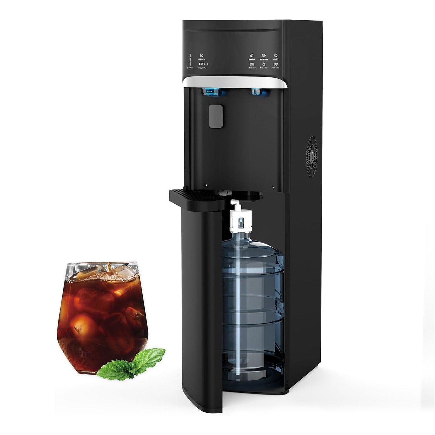 Distributeurs d'eau chaude et froide 3 en 1 noirs avec machine à glaçons
