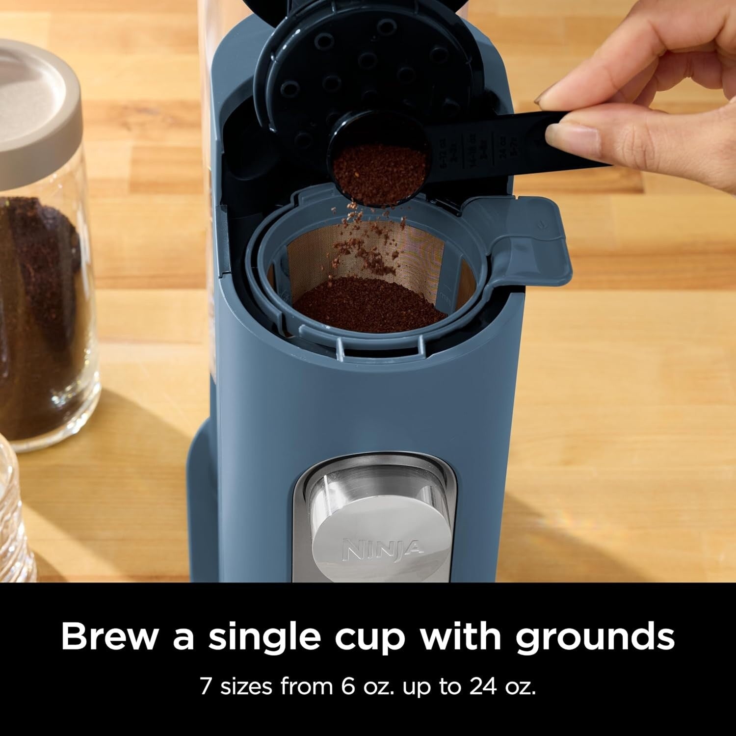 Cafetière bleue à dose unique, compatible K-Cup, réservoir de 1,6 l, 6 à 68 cl, format compact