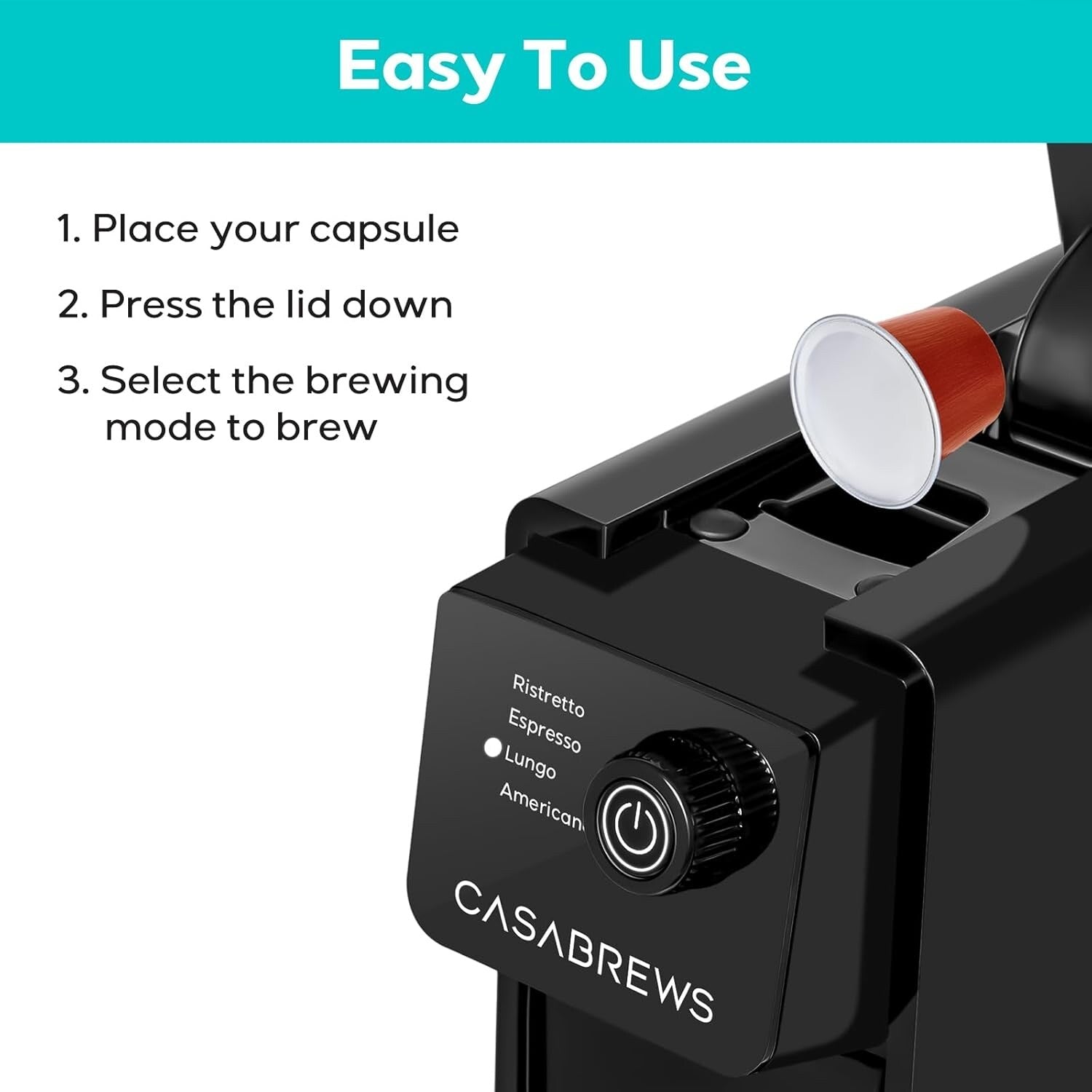 CASABREWS CM7036E Machine à expresso 20 bars pour dosettes Nespresso originales