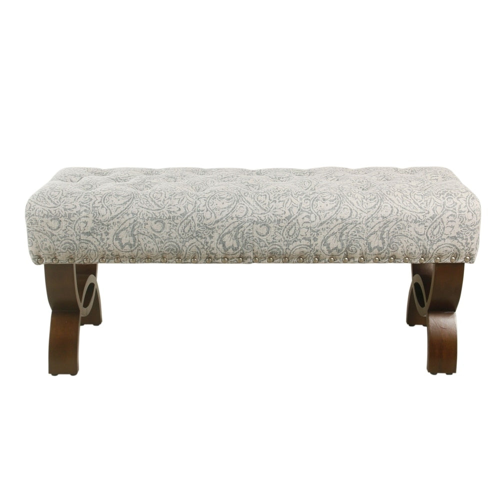 Banc capitonné Carolina avec garniture cloutée