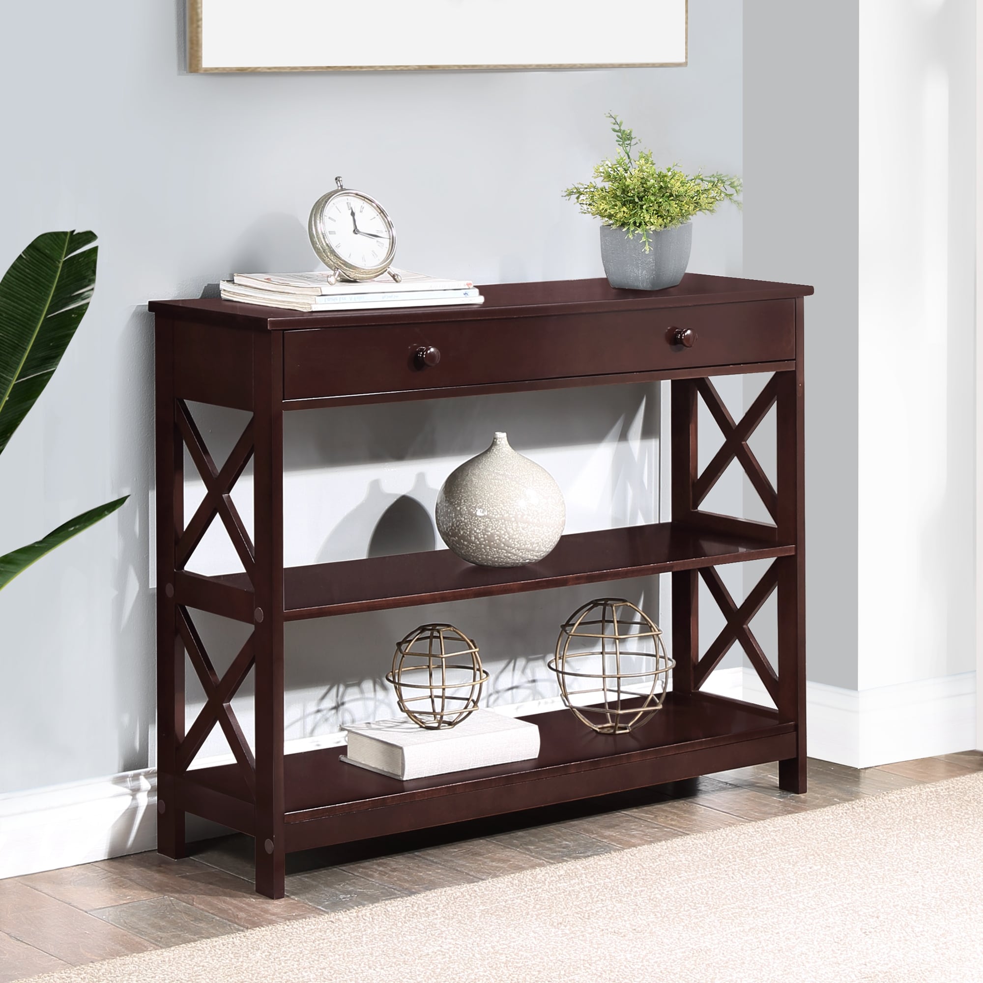Console Oxford à 1 tiroir avec étagères Convenience Concepts