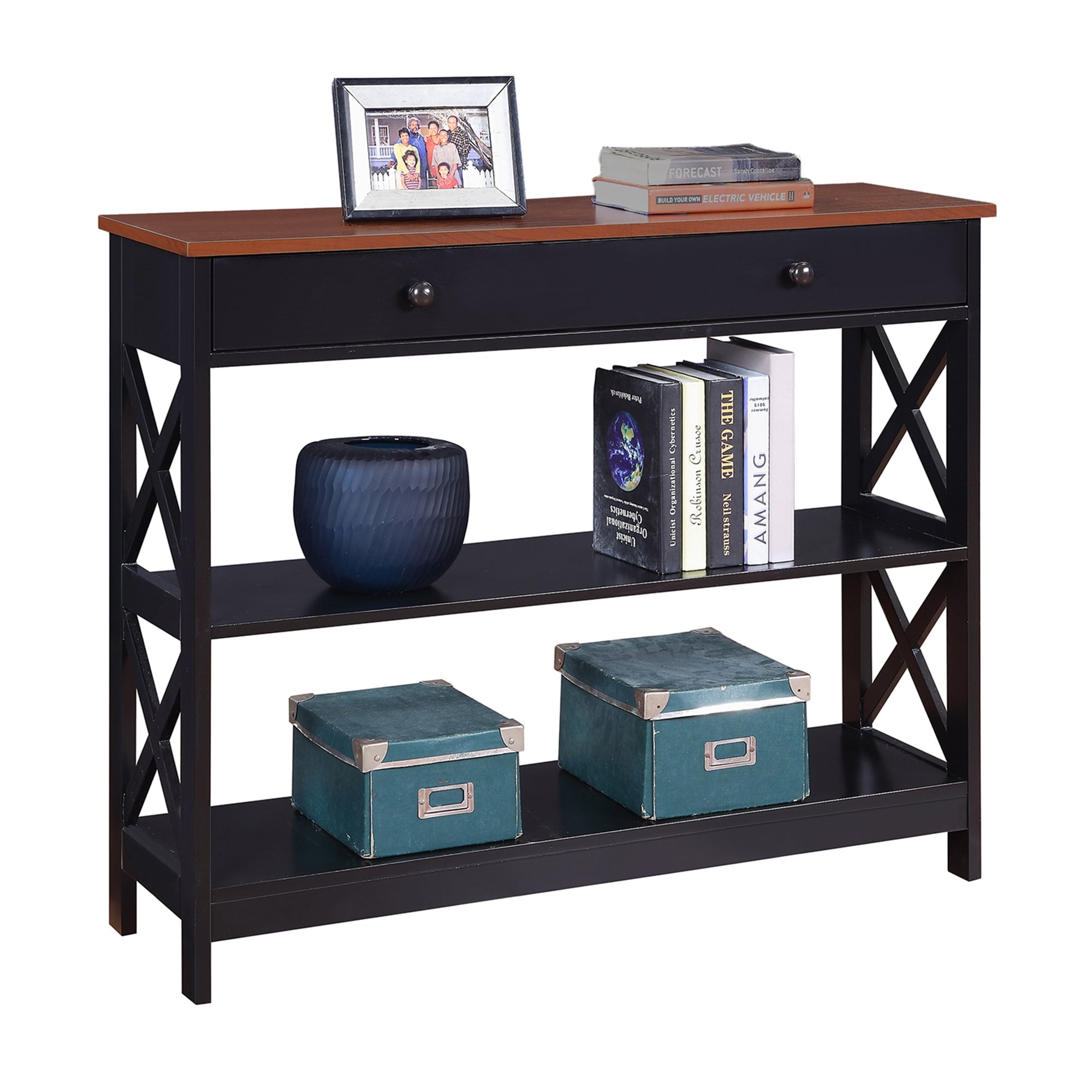 Console Oxford à 1 tiroir avec étagères Convenience Concepts