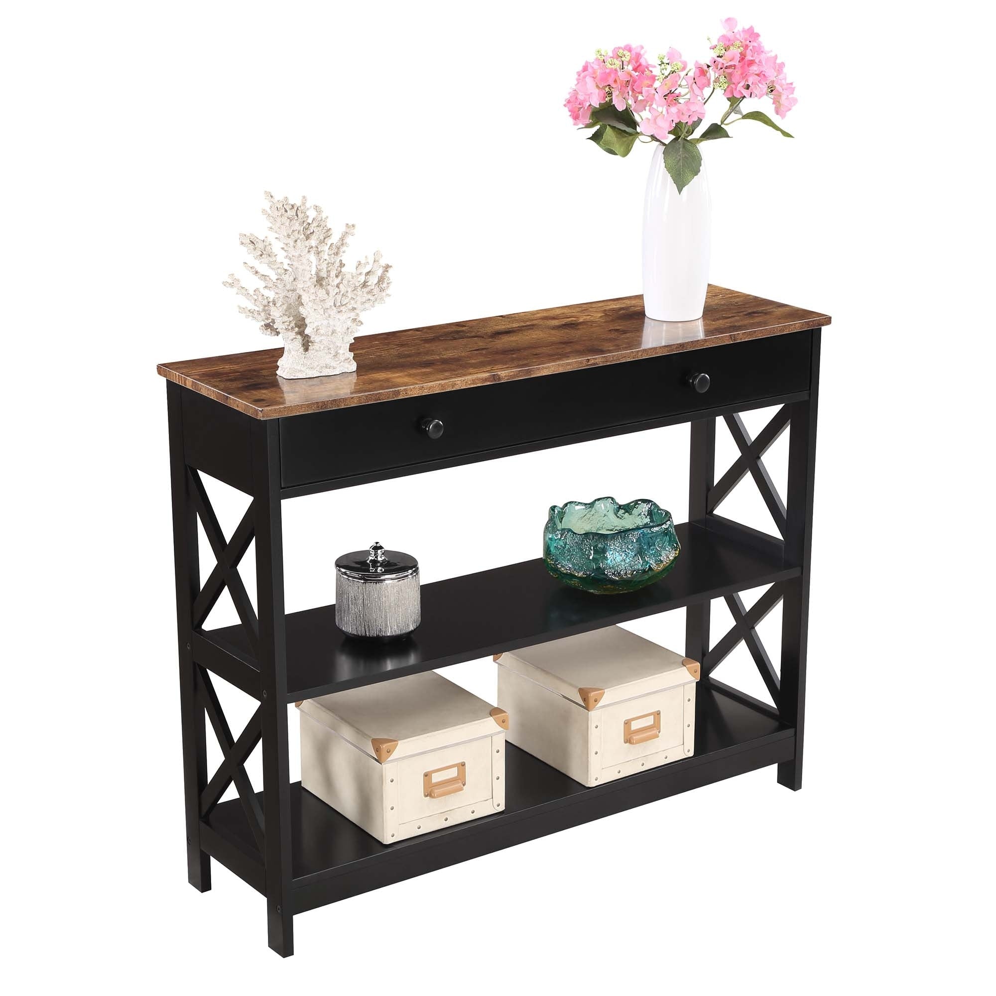 Console Oxford à 1 tiroir avec étagères Convenience Concepts