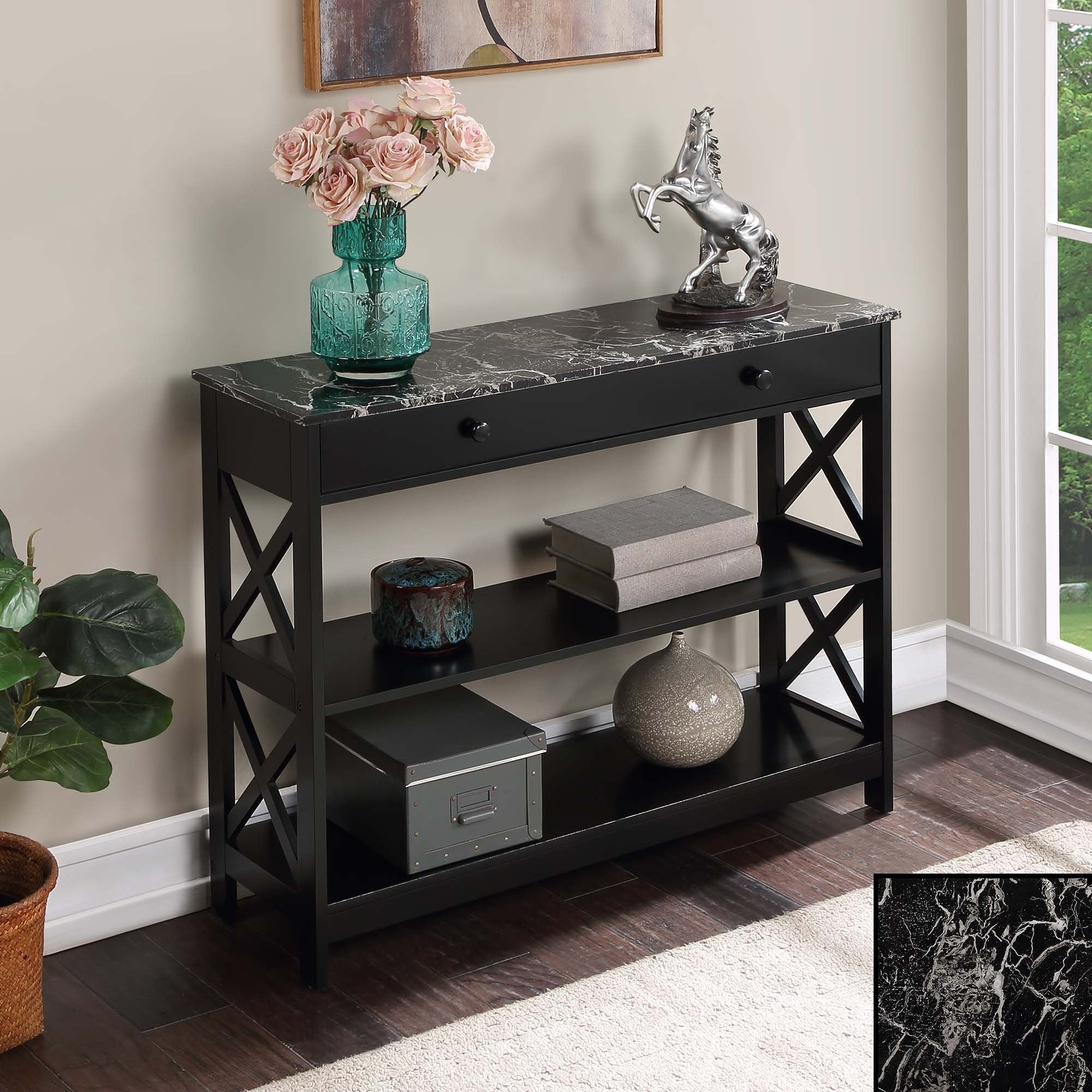 Console Oxford à 1 tiroir avec étagères Convenience Concepts