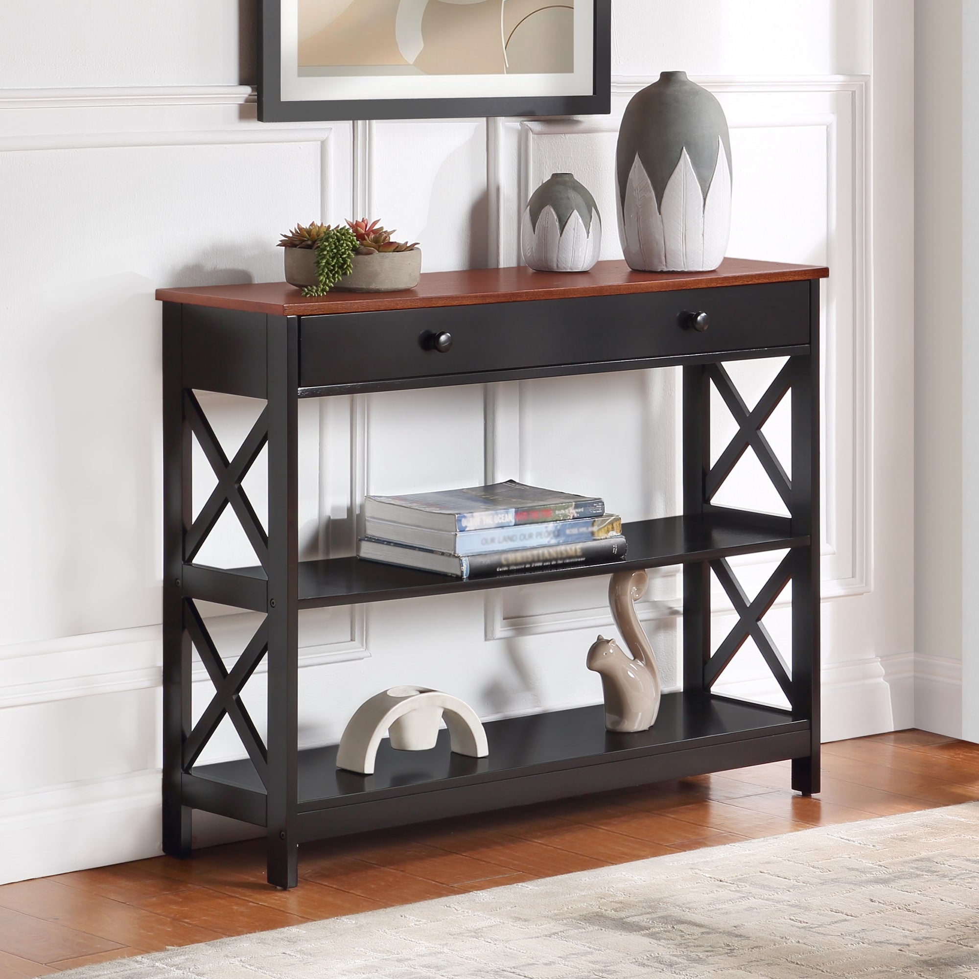 Console Oxford à 1 tiroir avec étagères Convenience Concepts