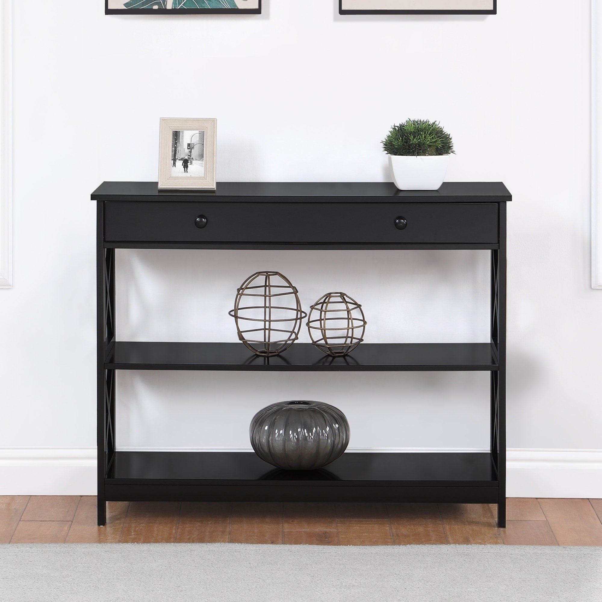 Console Oxford à 1 tiroir avec étagères Convenience Concepts