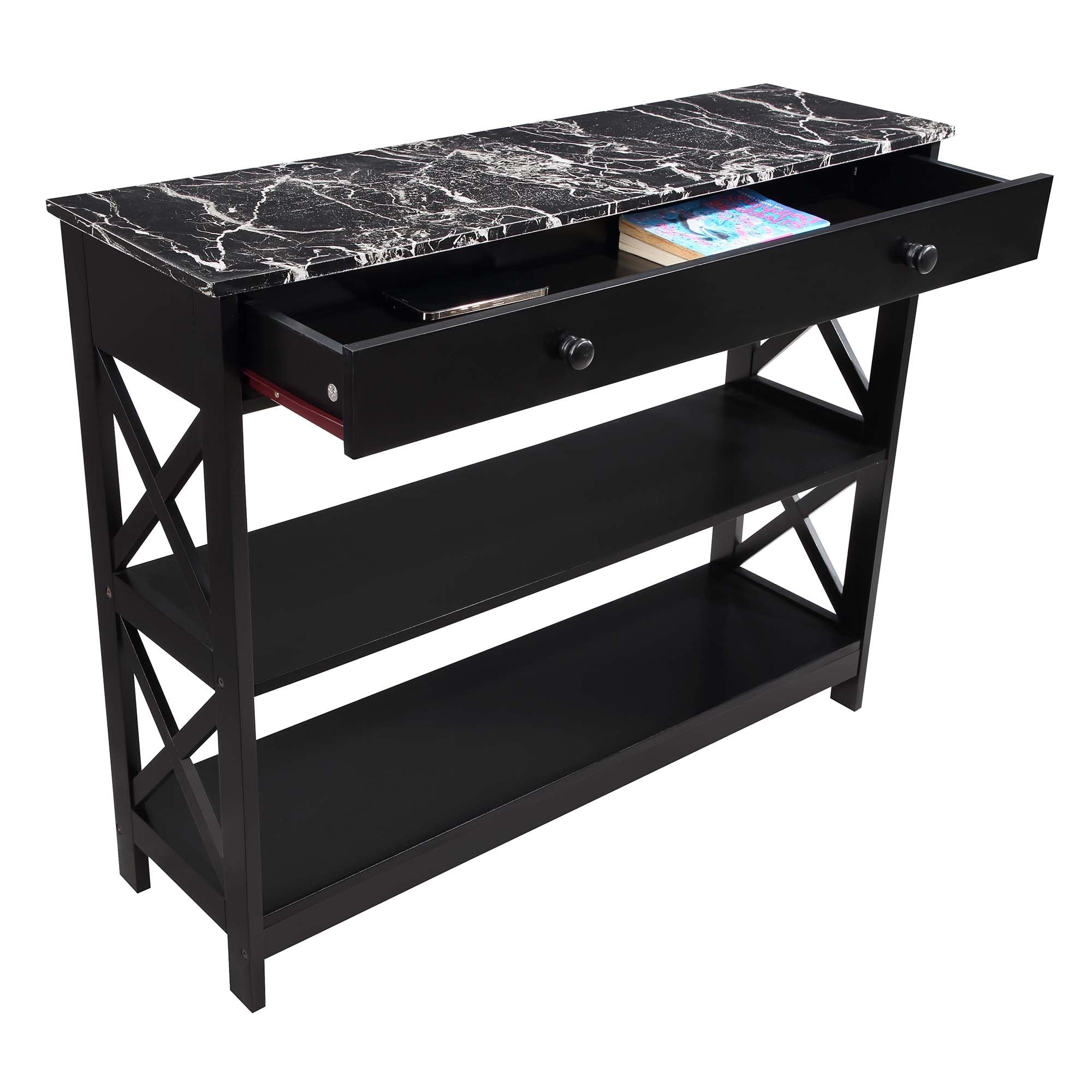 Console Oxford à 1 tiroir avec étagères Convenience Concepts