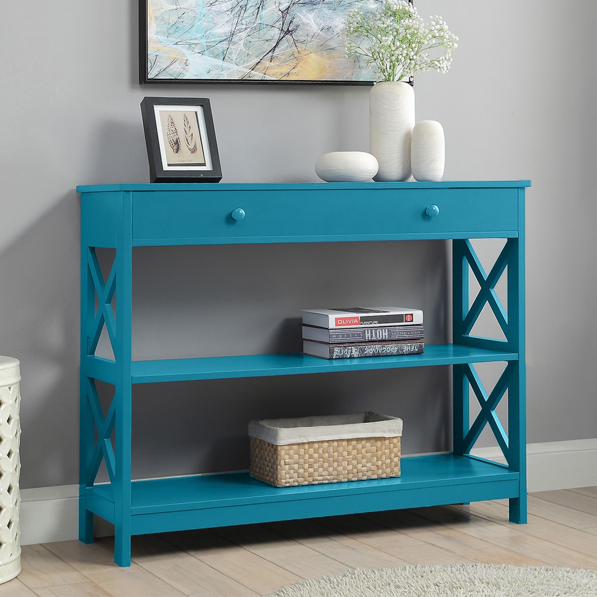 Console Oxford à 1 tiroir avec étagères Convenience Concepts