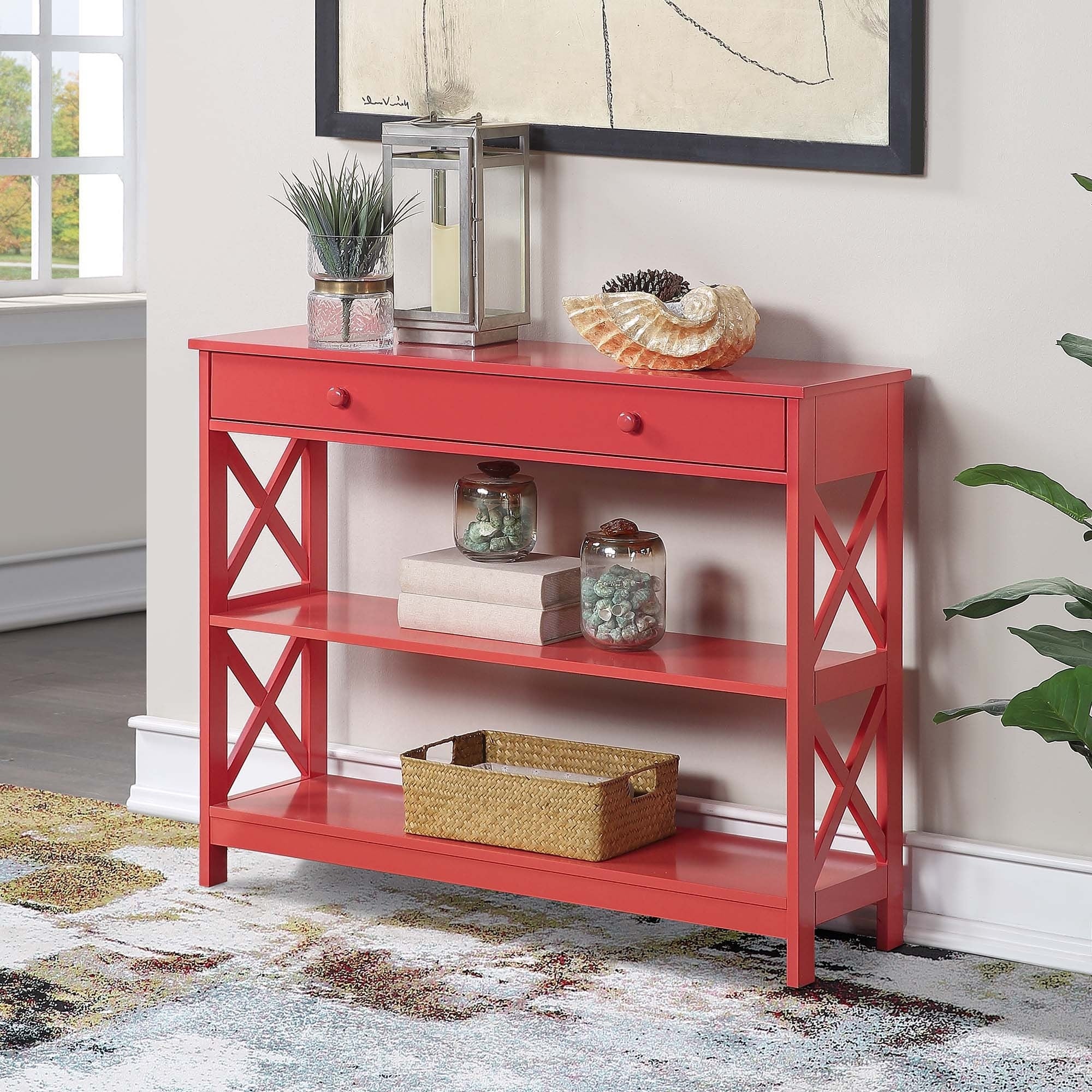 Console Oxford à 1 tiroir avec étagères Convenience Concepts