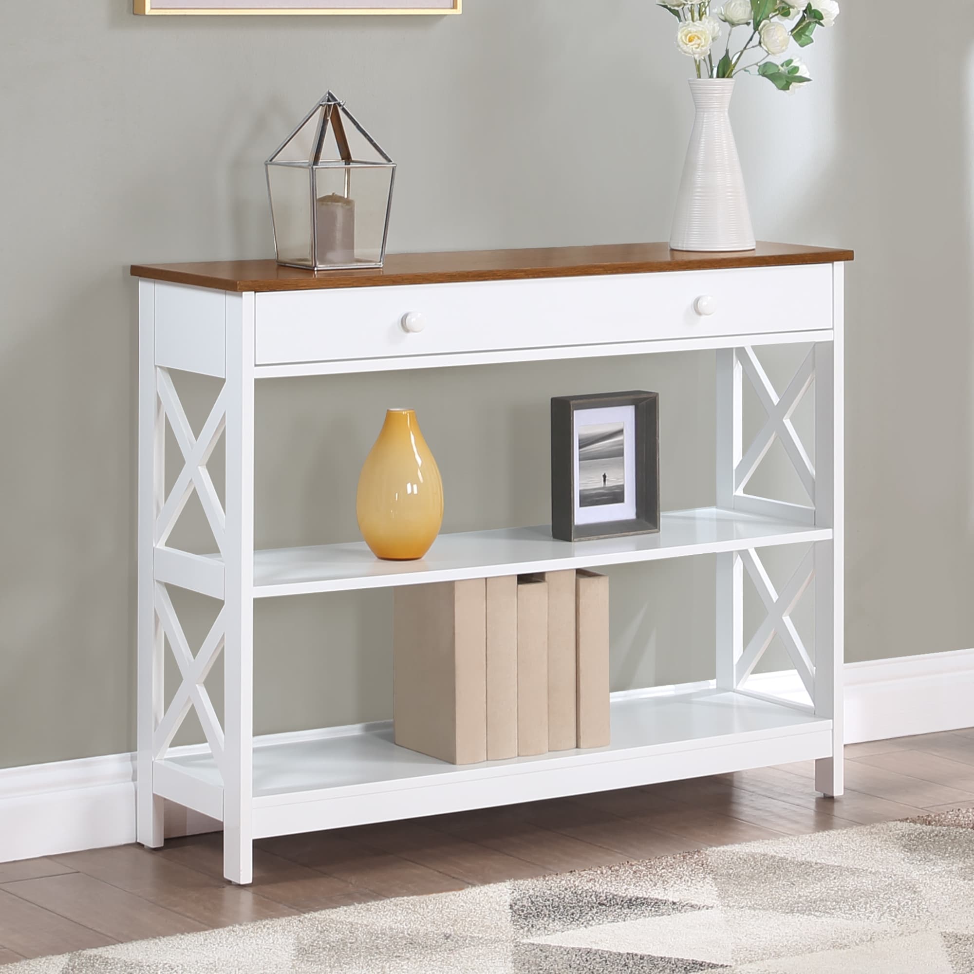 Console Oxford à 1 tiroir avec étagères Convenience Concepts