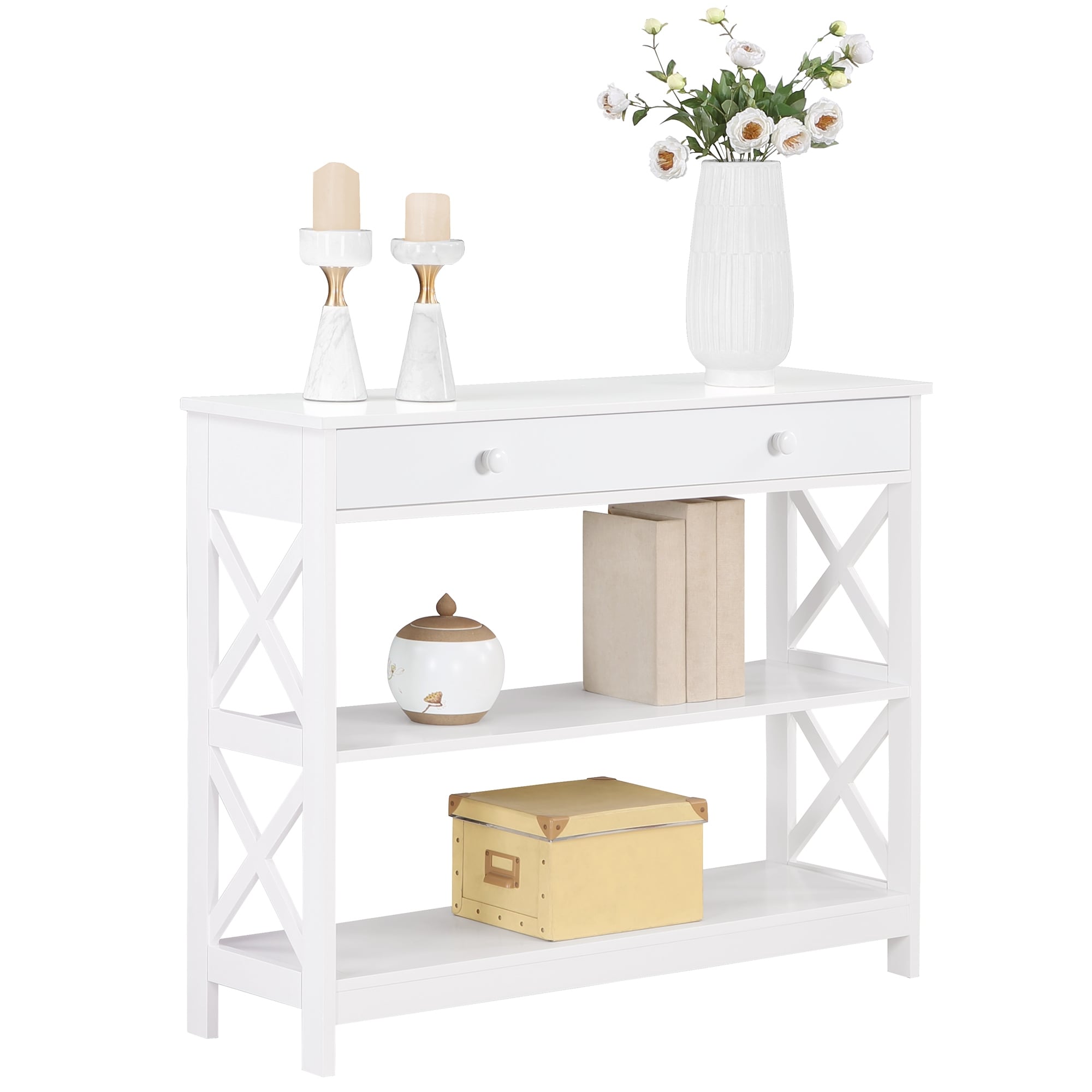 Console Oxford à 1 tiroir avec étagères Convenience Concepts
