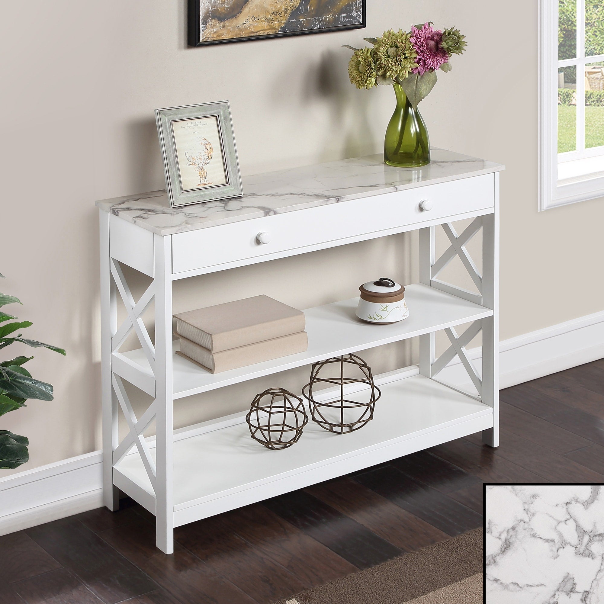 Console Oxford à 1 tiroir avec étagères Convenience Concepts