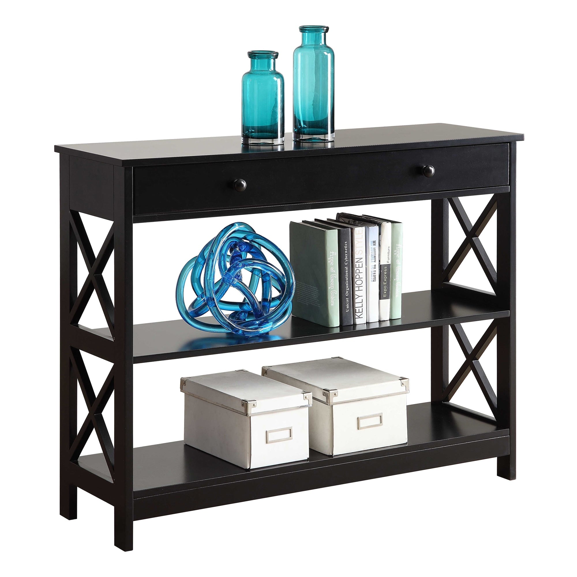 Console Oxford à 1 tiroir avec étagères Convenience Concepts