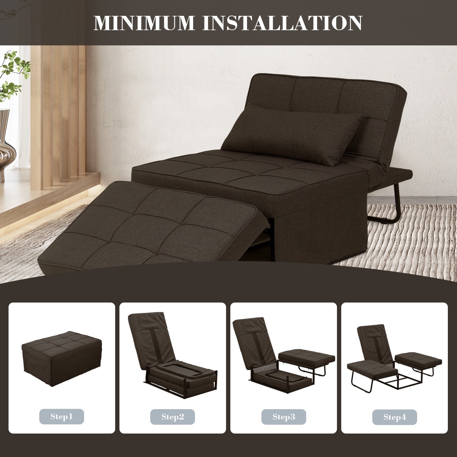 Canapé-lit convertible, canapé-lit, fauteuil inclinable, ottoman, pliable, pour salon