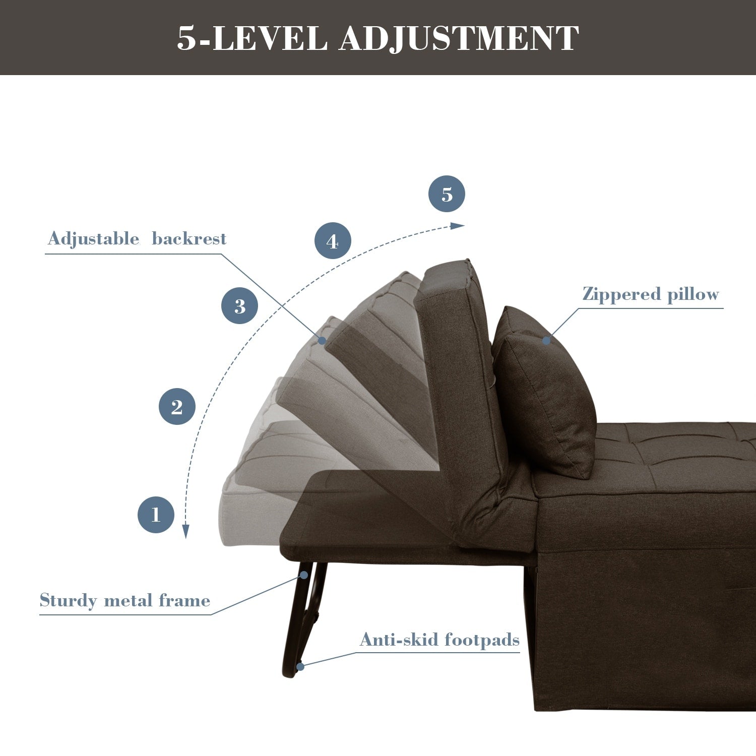 Canapé-lit convertible, canapé-lit, fauteuil inclinable, ottoman, pliable, pour salon