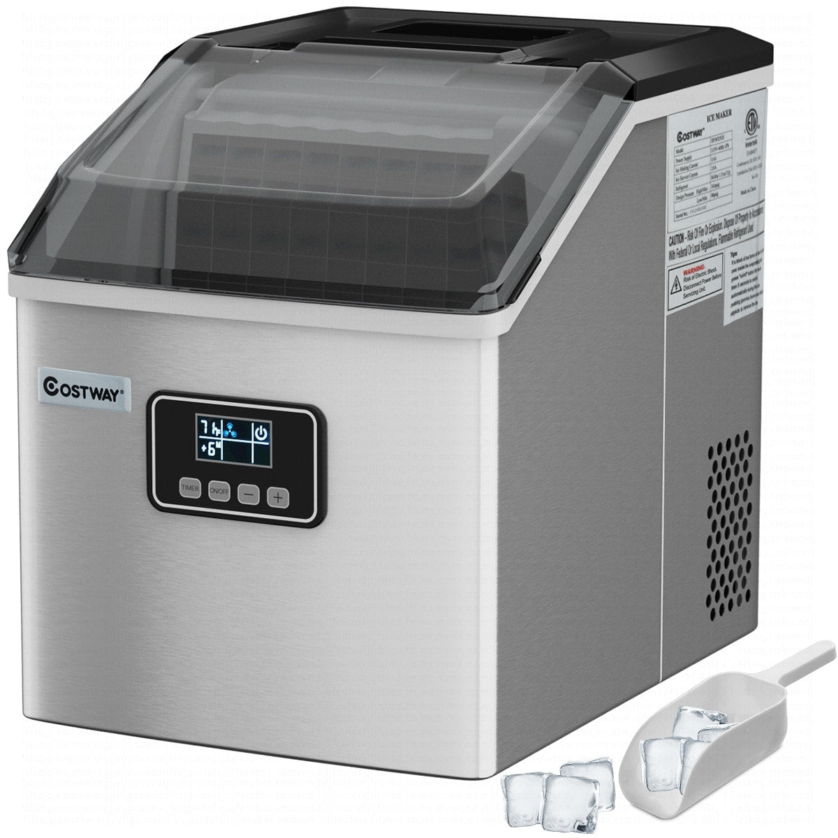 Machine à glaçons de comptoir en acier inoxydable Costway 48 lb/24 h