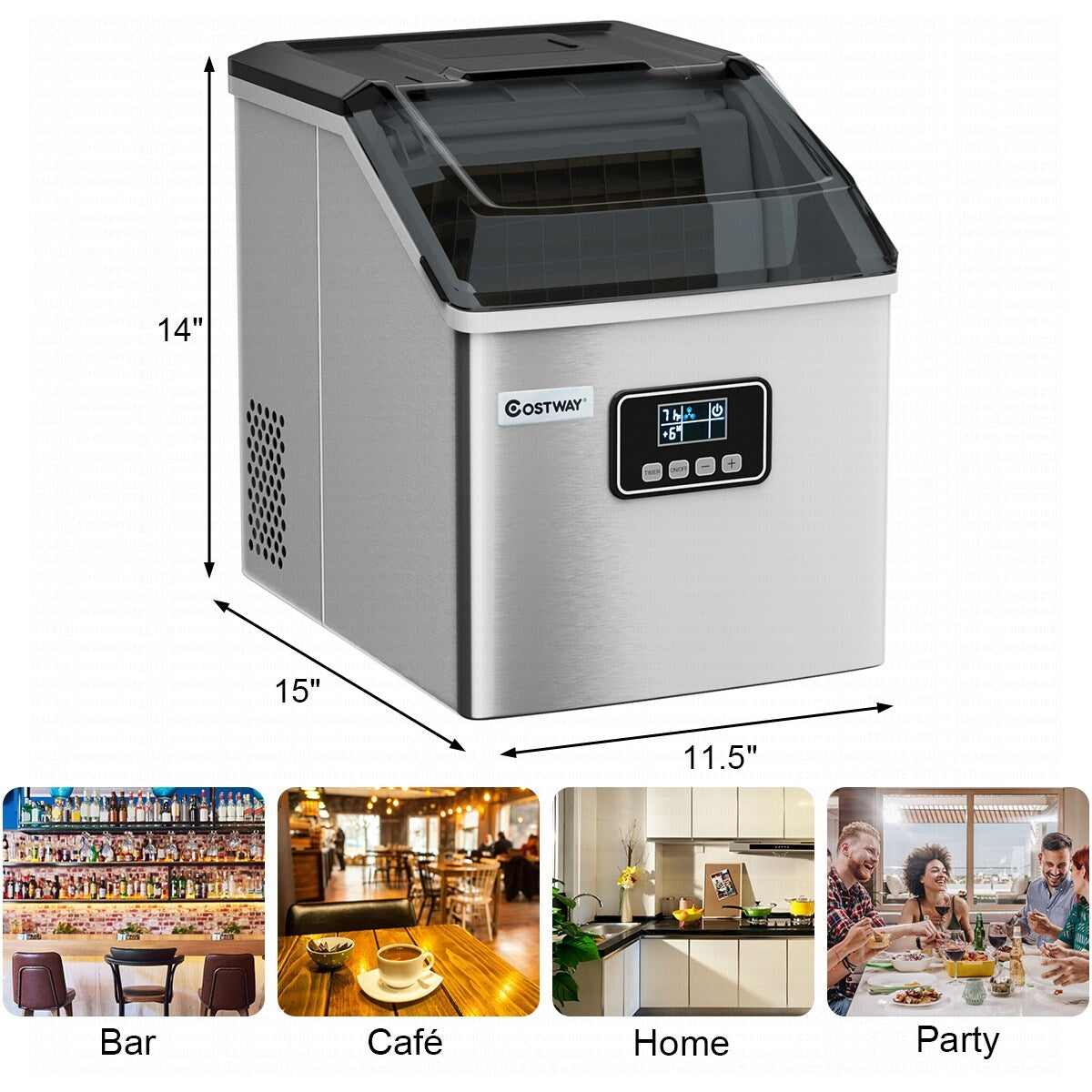 Machine à glaçons de comptoir en acier inoxydable Costway 48 lb/24 h