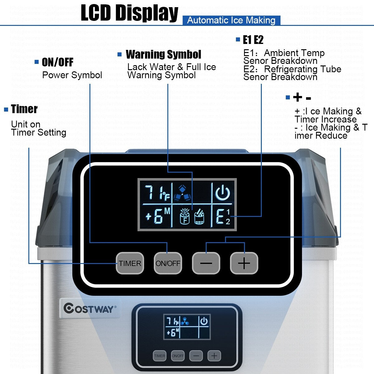Machine à glaçons de comptoir en acier inoxydable Costway 48 lb/24 h
