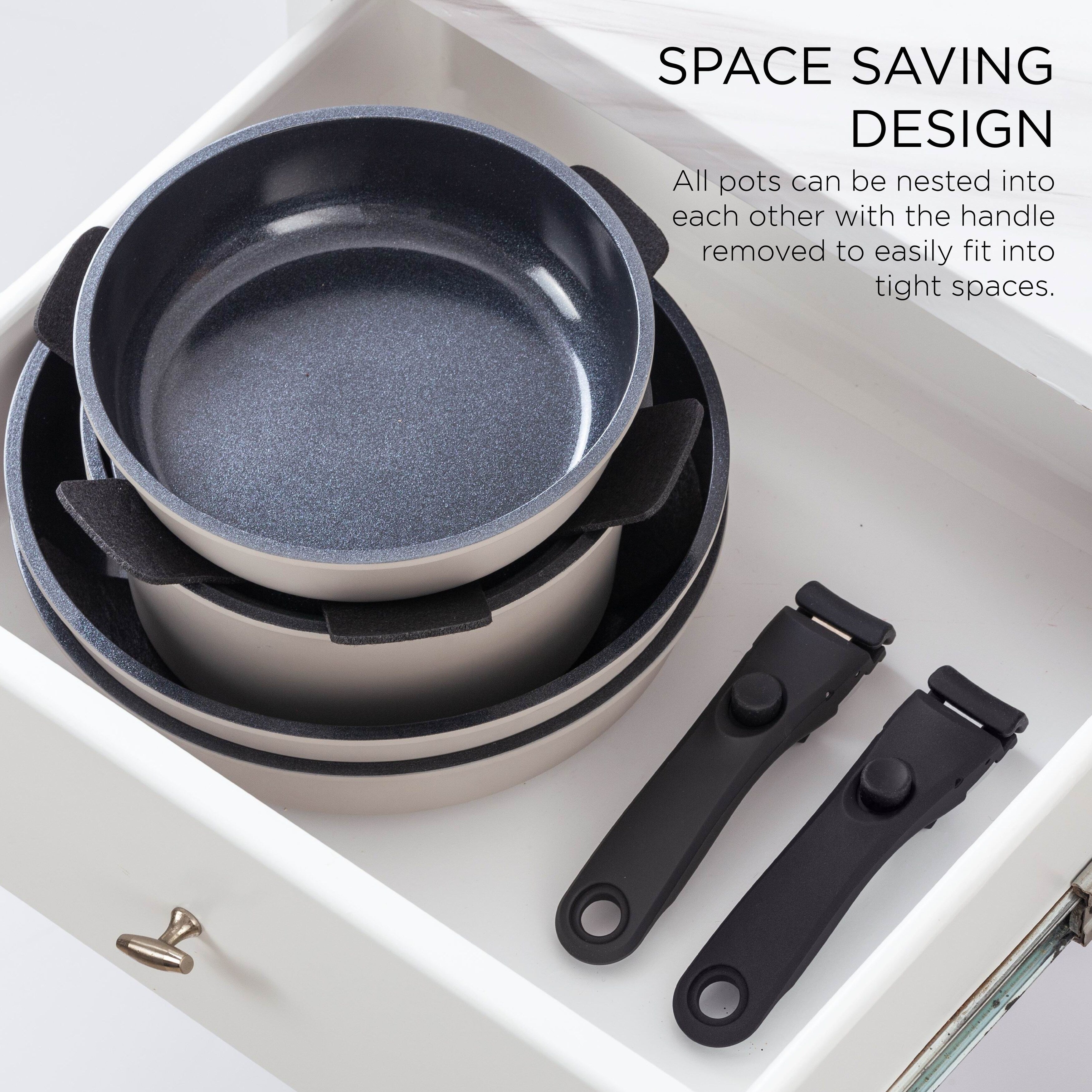 Country Kitchen 16 Piece RV Cookware Set Ceramic with Removable Handle Oven Safe