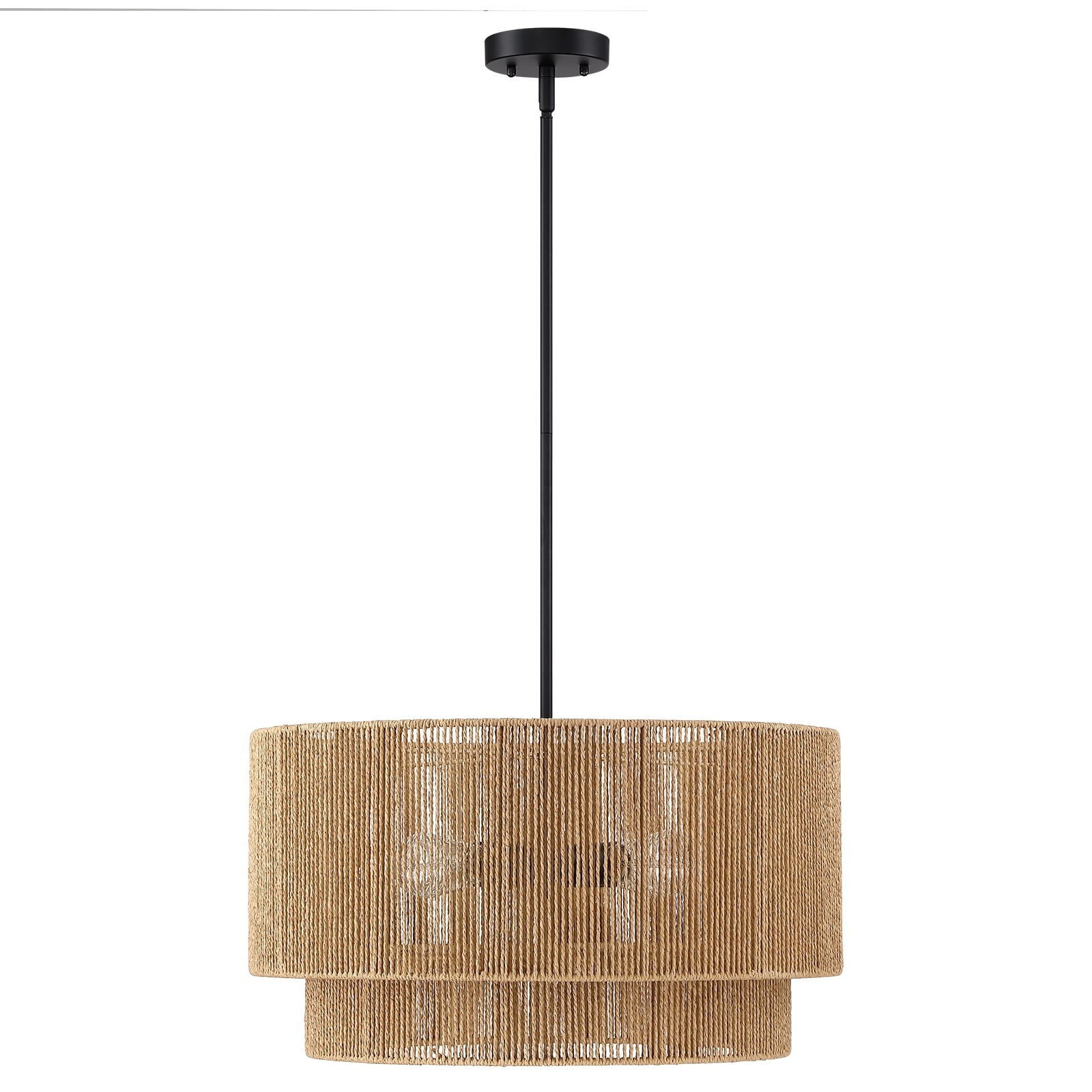 Cynthia 4-Light Natural Rattan Drum Chandelier Light - 22''W