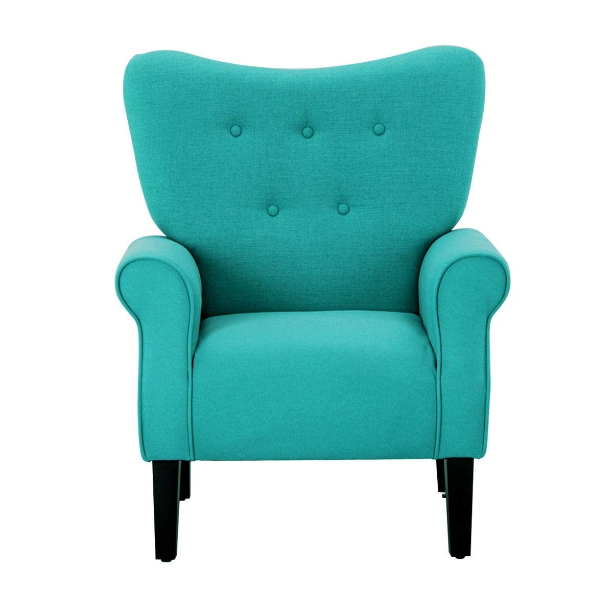 Fauteuil d'appoint moderne Erommy, fauteuil à dossier haut, canapé simple en tissu rembourré avec pieds en bois pour le salon