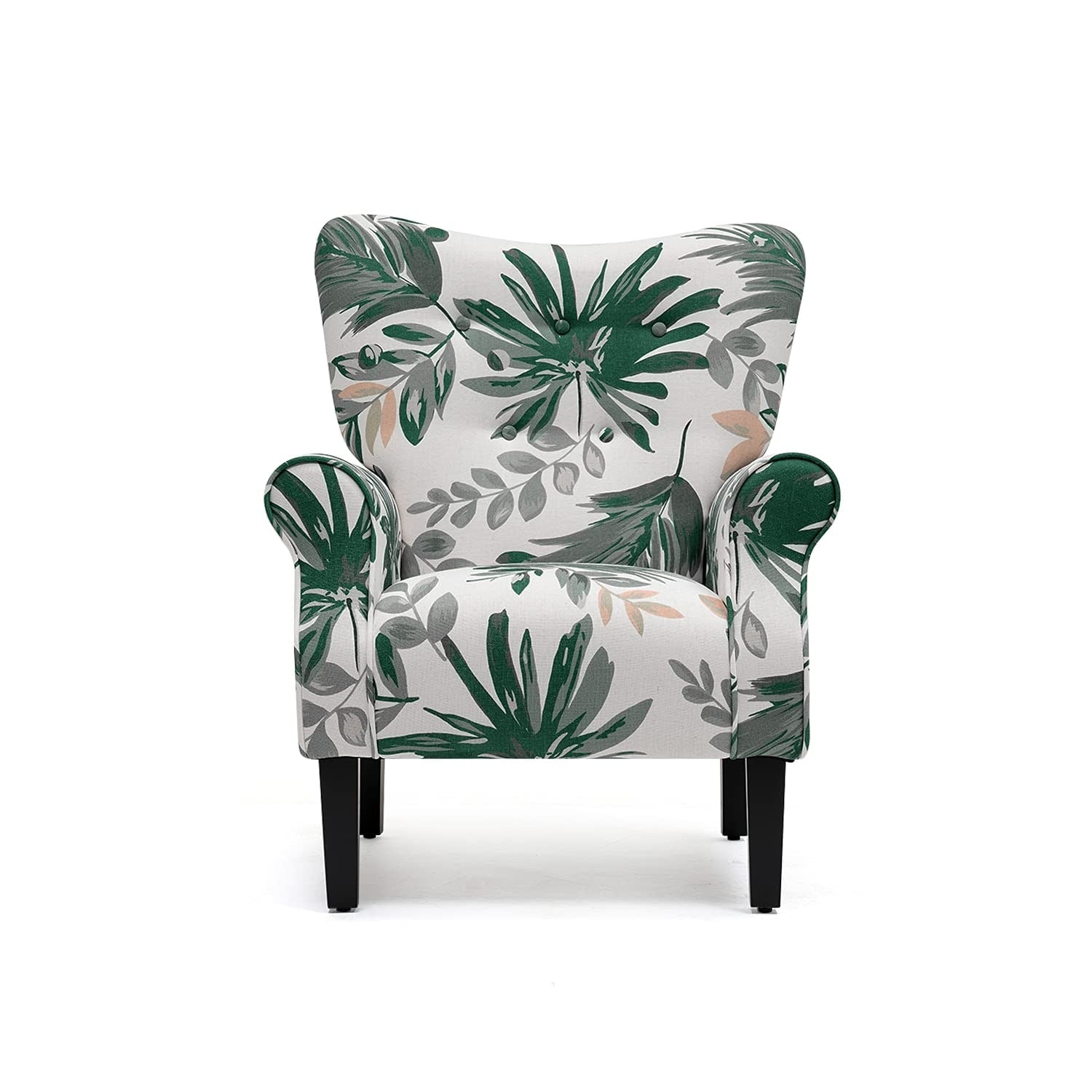Fauteuil d'appoint moderne Erommy, fauteuil à dossier haut, canapé simple en tissu rembourré avec pieds en bois pour le salon