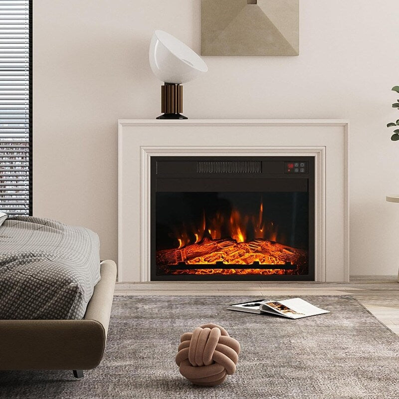 Foyer électrique encastrable avec chauffage réglable, luminosité, minuterie et protection contre la surchauffe, 1 400 W, homologué CSA