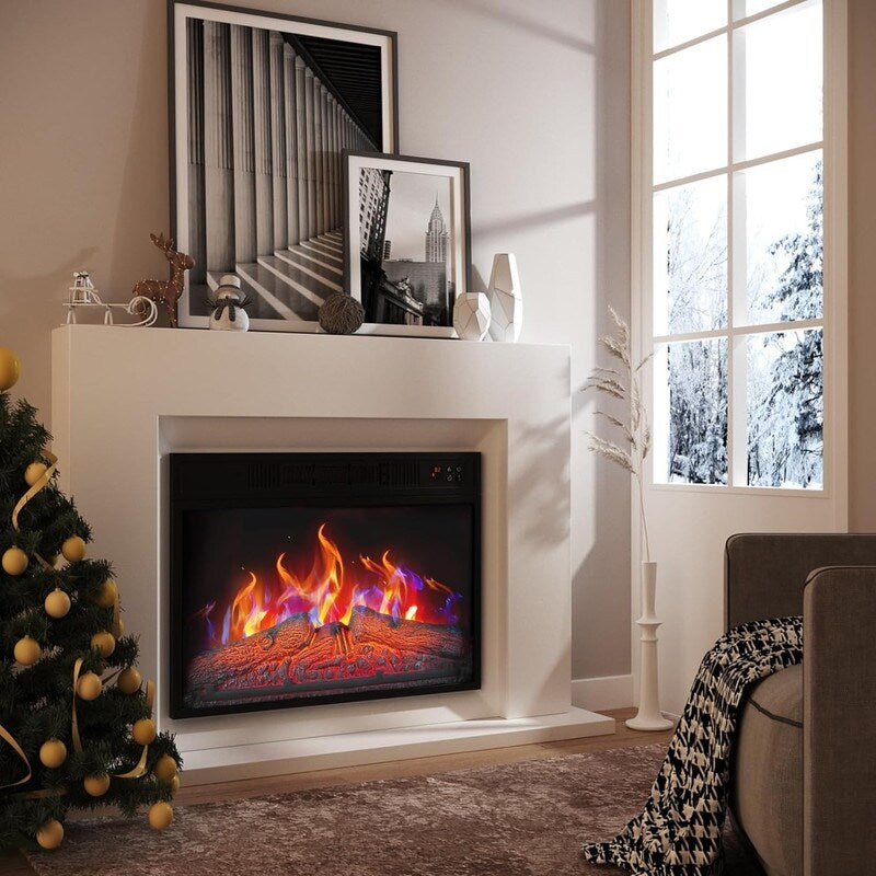 Foyer électrique encastrable avec chauffage réglable, luminosité, minuterie et protection contre la surchauffe, 1 400 W, homologué CSA