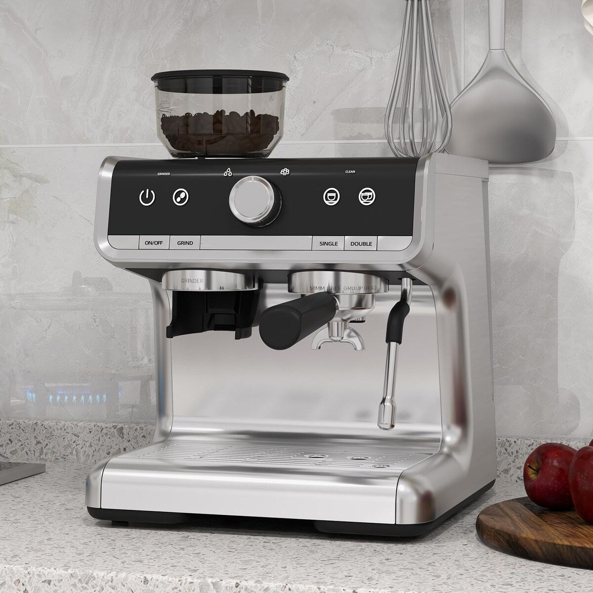 Cafetière expresso avec moulin, réservoir d'eau de 2,8 L