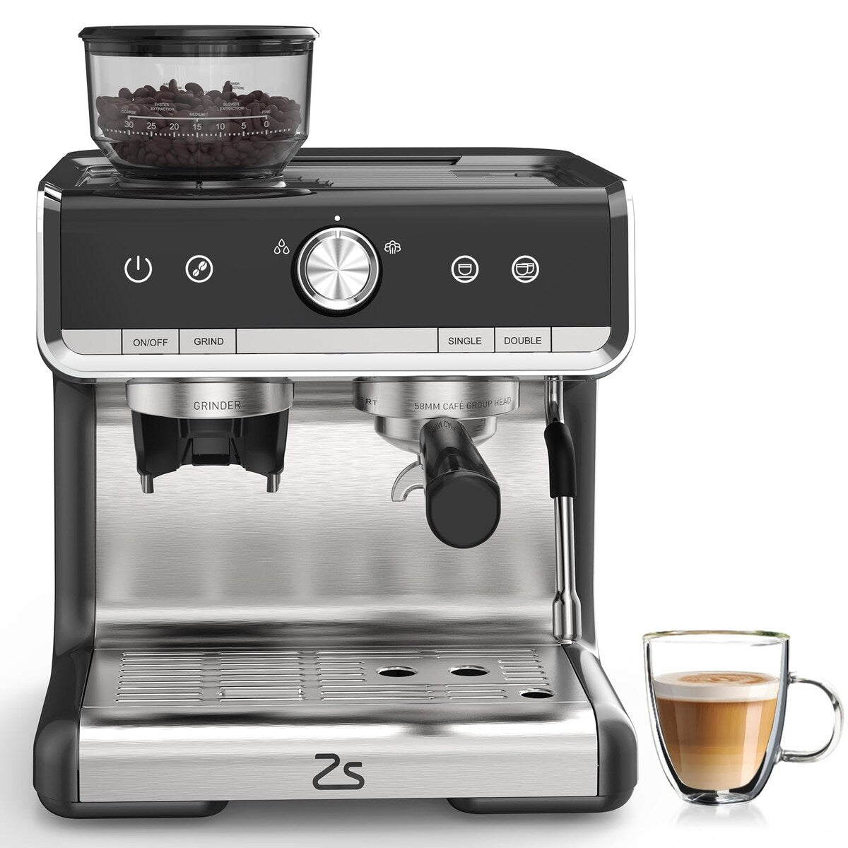 Cafetière expresso avec moulin, réservoir d'eau de 2,8 L