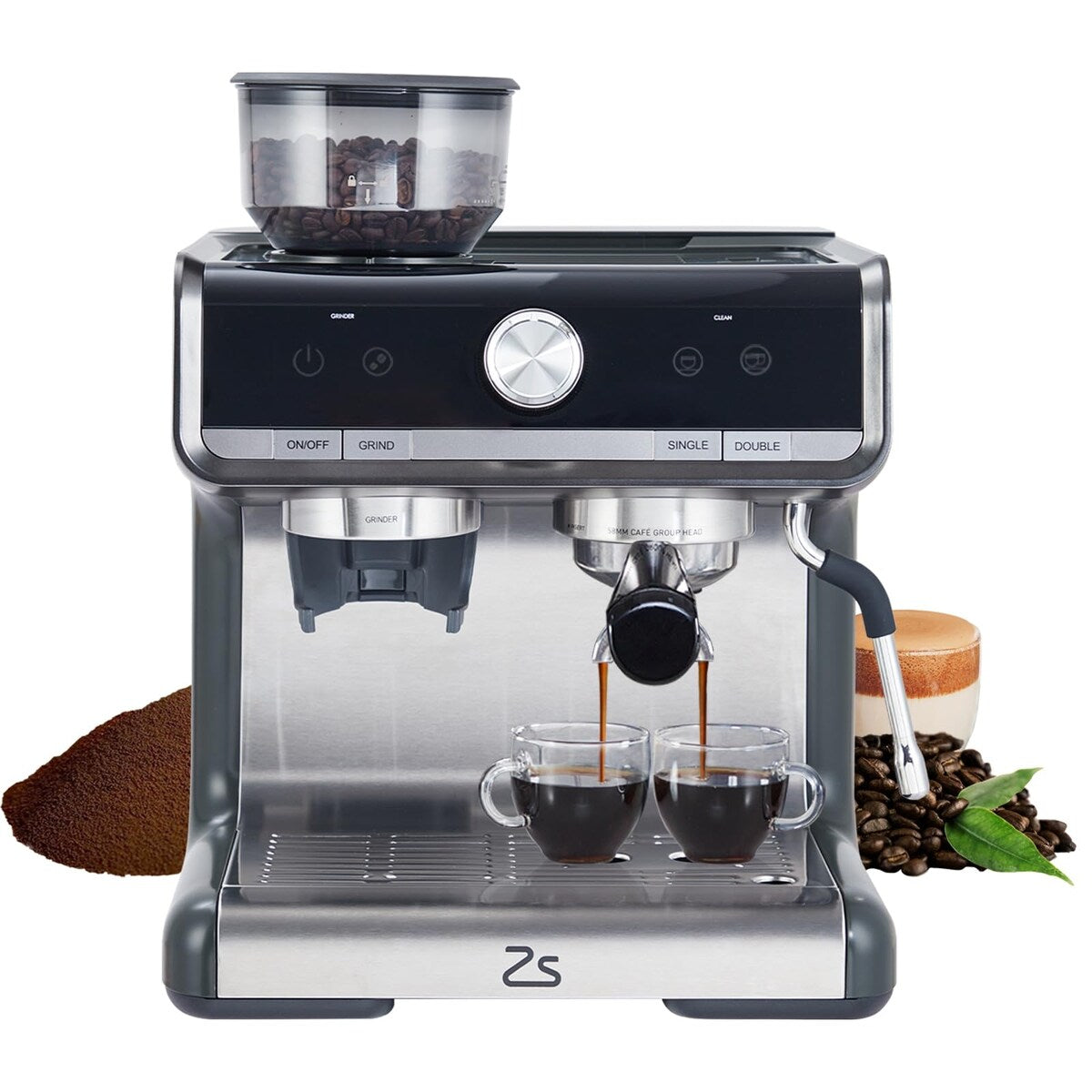Cafetière expresso avec moulin, réservoir d'eau de 2,8 L