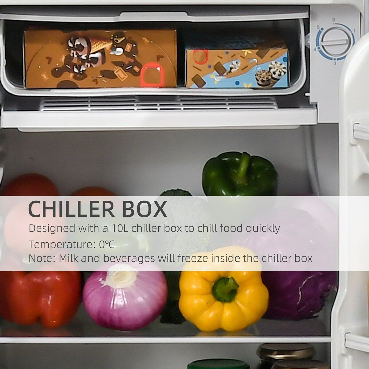 Mini-réfrigérateur HOMCOM de 3,2 pi³ avec congélateur, réfrigérateur compact à une porte avec thermostat réglable