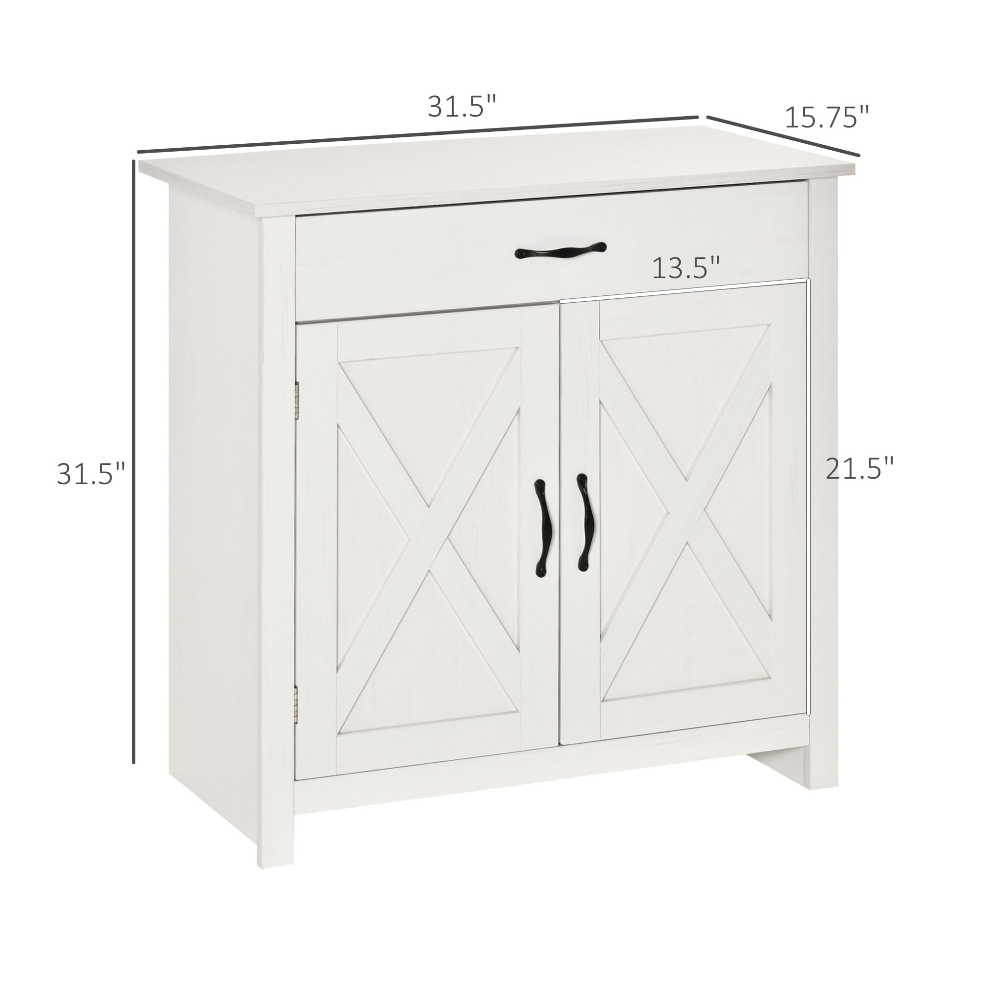 HOMCOM 32 Farmhouse Barn Door Style Sideboard Cabinet,Buffet Storage Cabinet Coffee Bar for Living Room or Entryway