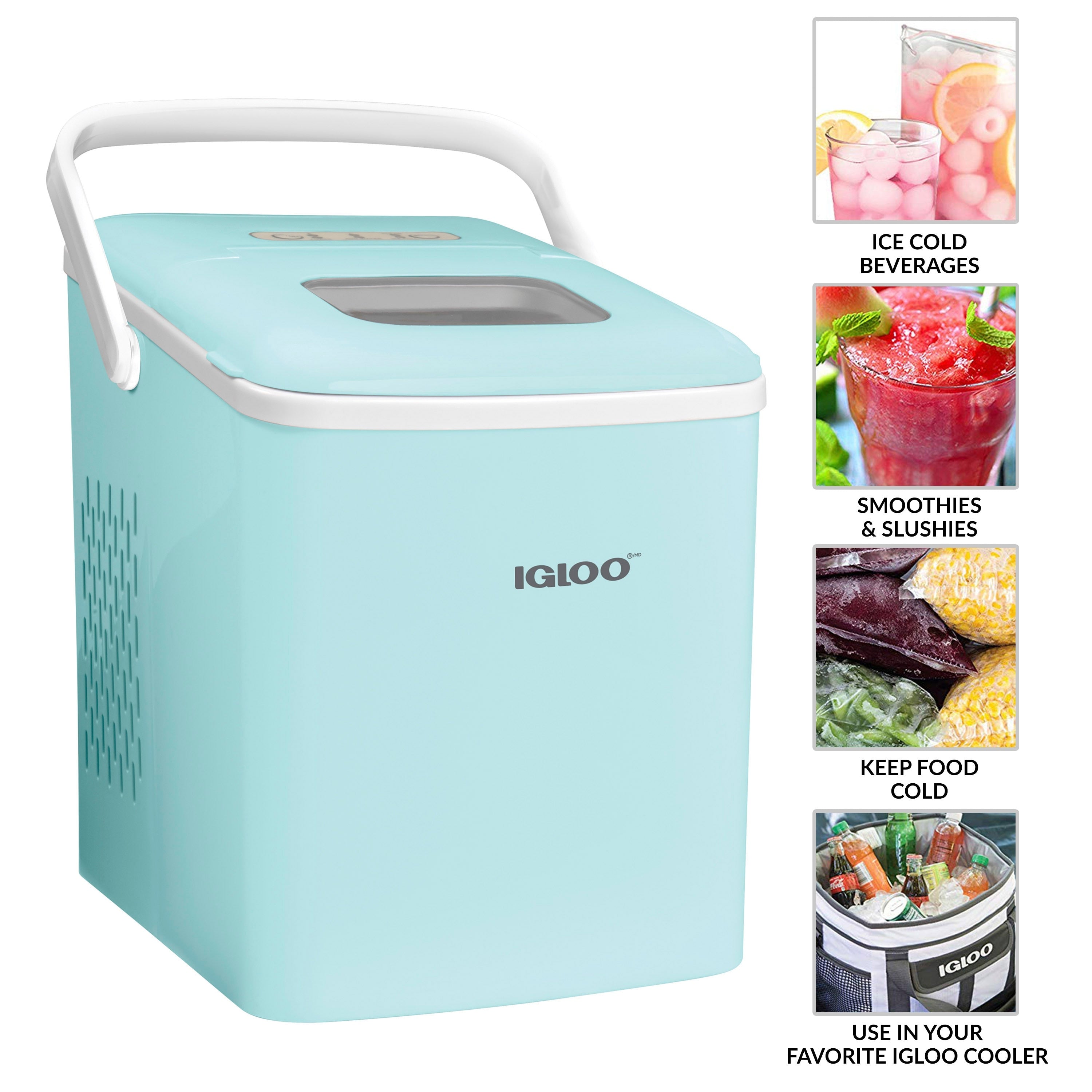 Machine à glaçons portative autonettoyante Igloo de 11,8 kg avec poignée, couleur aqua