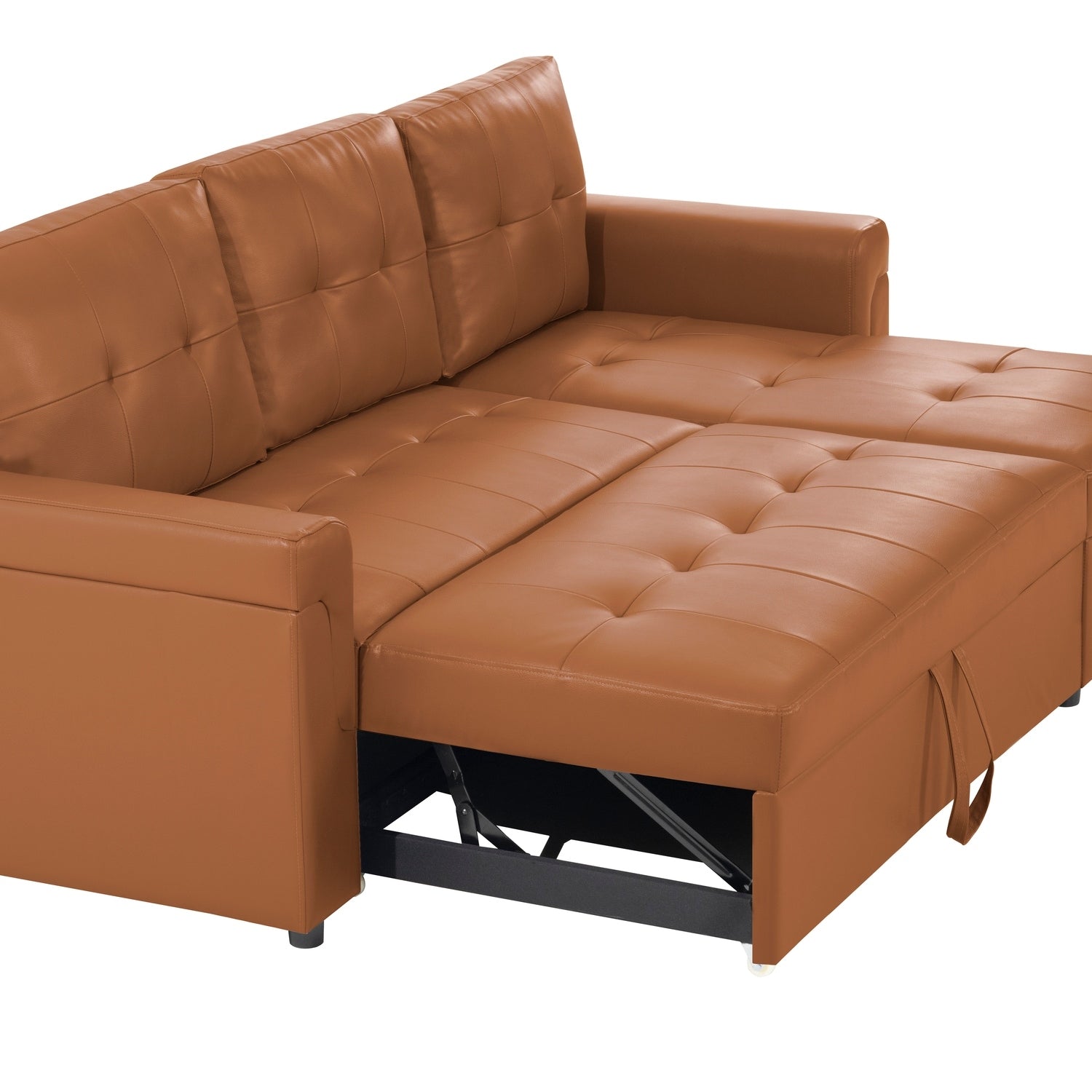 Canapé sectionnel convertible réversible avec lit gigogne, méridienne avec rangement dissimulé et pieds robustes