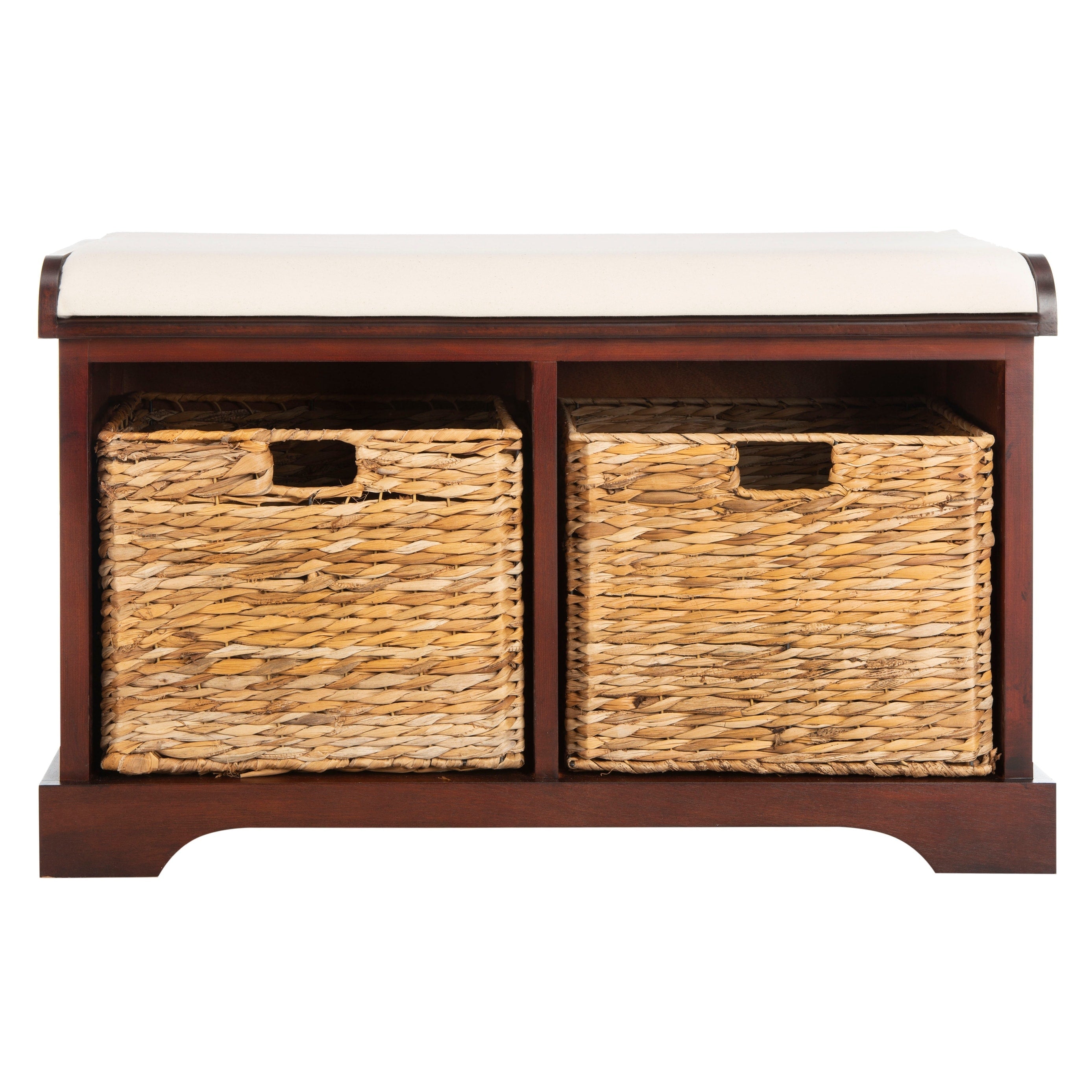 SAFAVIEH Euphemia Brown Woven Storage Basket Bench - 33.5 x 16.1 x 19.9 - 34Wx16Dx20H