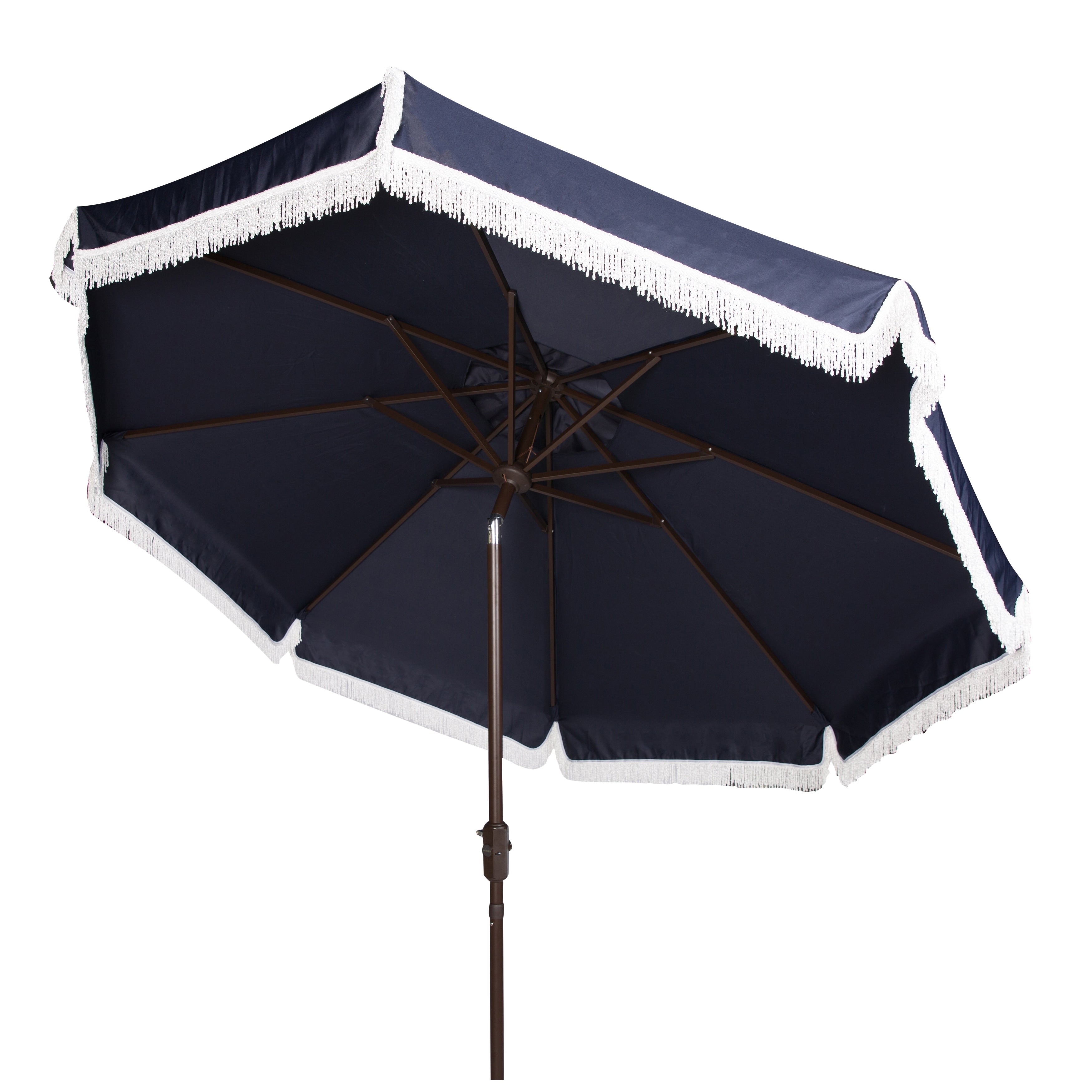 SAFAVIEH Ronette Fringe 9 Ft Crank Outdoor Umbrella