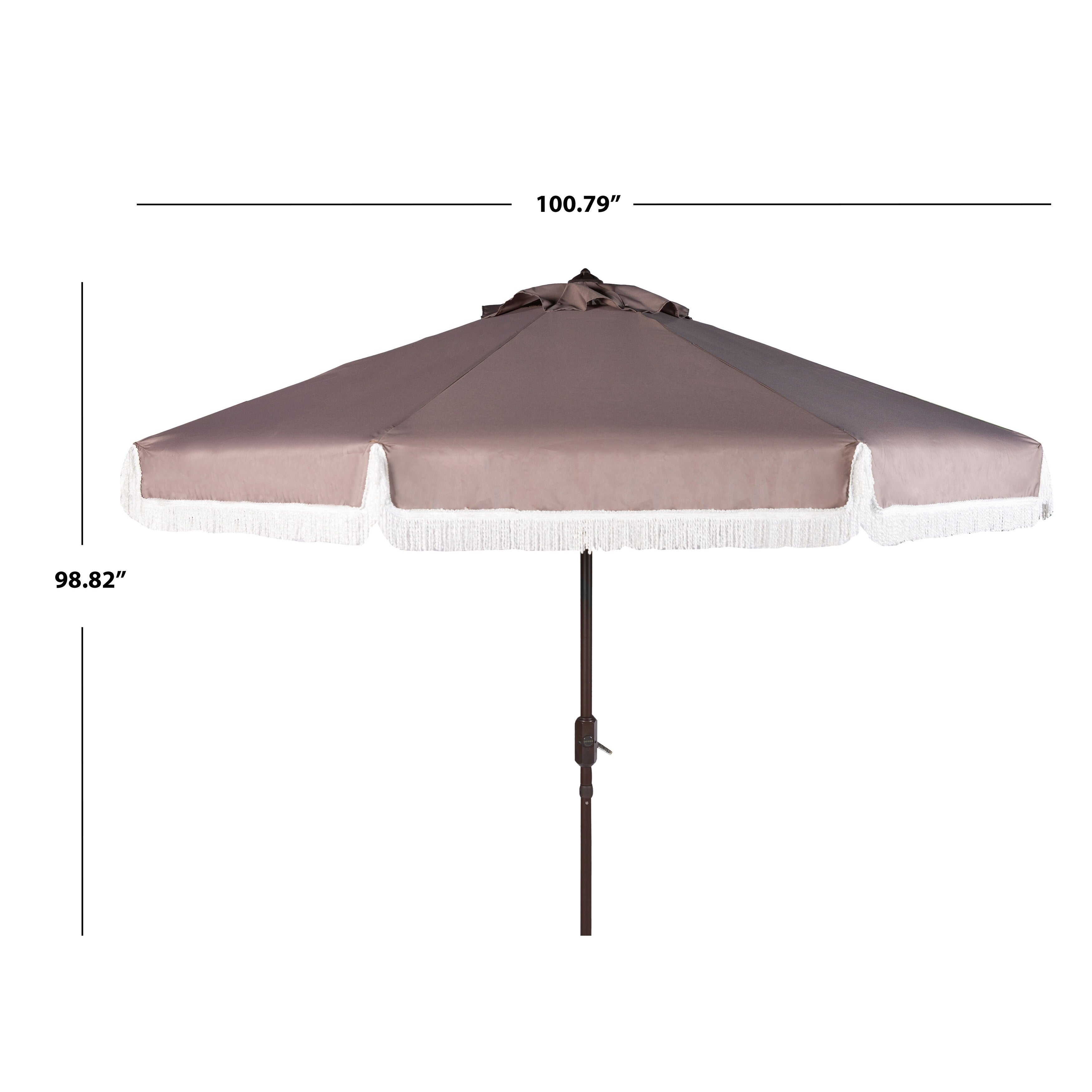 SAFAVIEH Ronette Fringe 9 Ft Crank Outdoor Umbrella