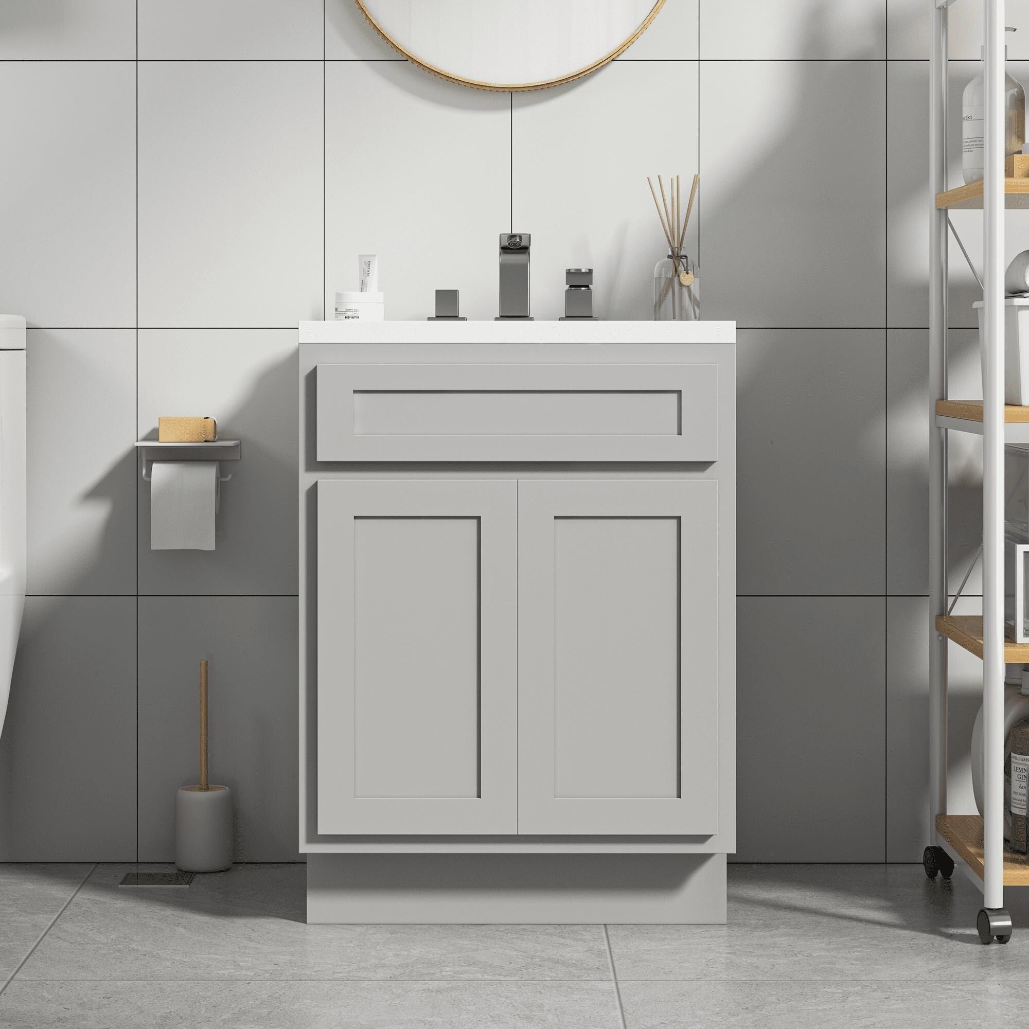 Vanity Art 24-inch Solid Wood Single Sink Bathroom Vanity Cabinet