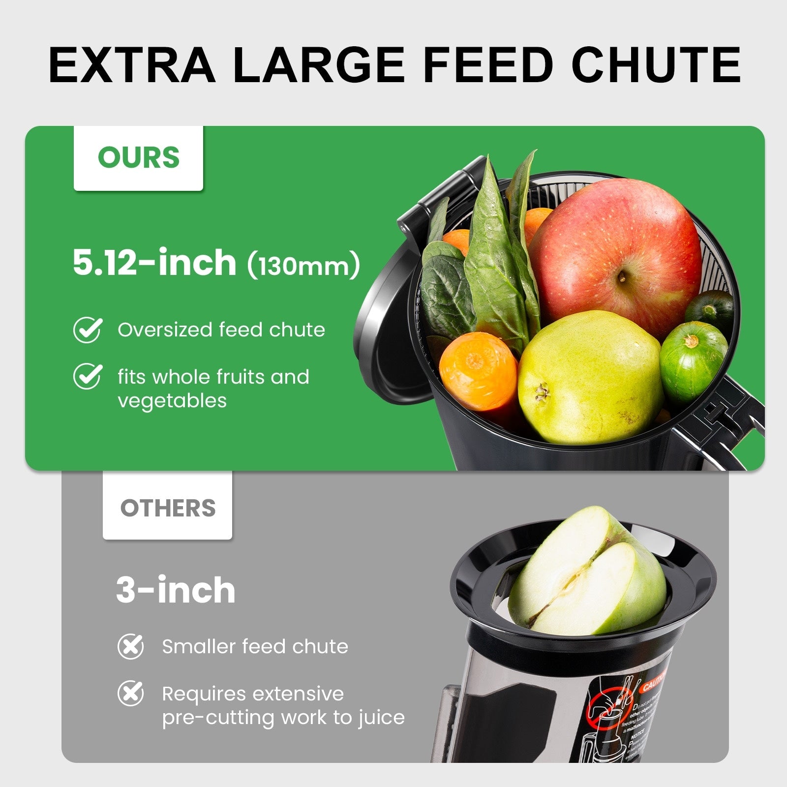 Ventray 900 Slow Masticating Juicer, Cold Press Juicer with 5.1 Extra Large Wide Feed Chute