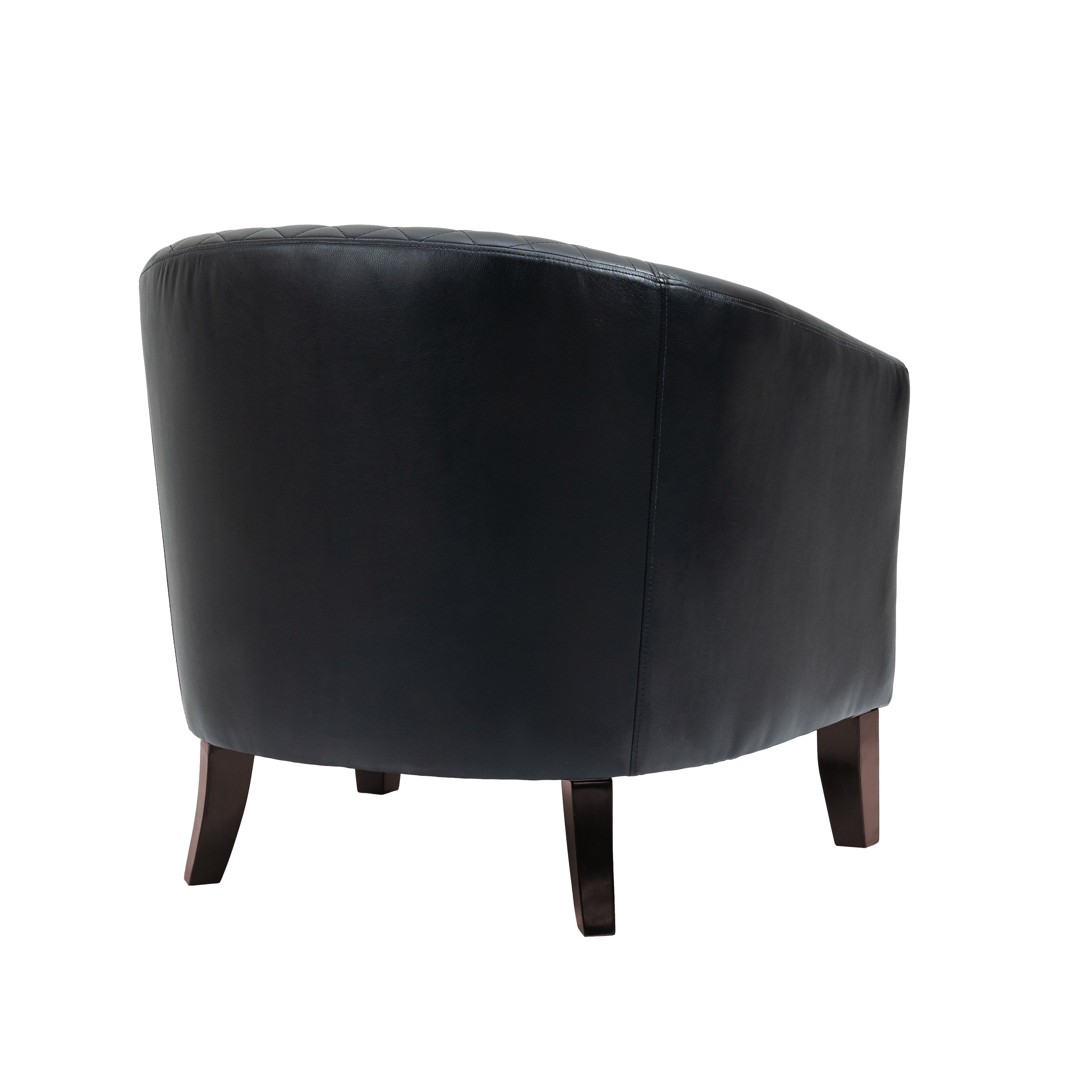 2 Set 29 W Vegan Leather Barrel Accent Chairs with Nailheads Trim